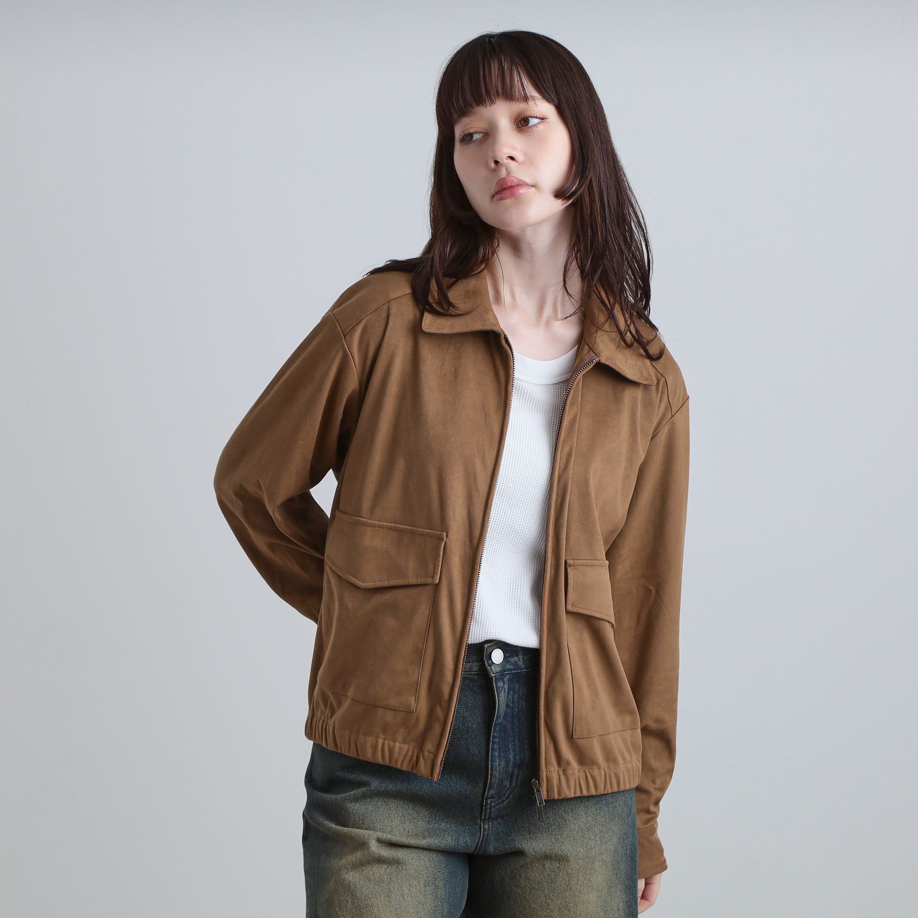 tk.TAKEO KIKUCHI「フェイクスエードシャツアウター」|ブルゾン・スタジャン|