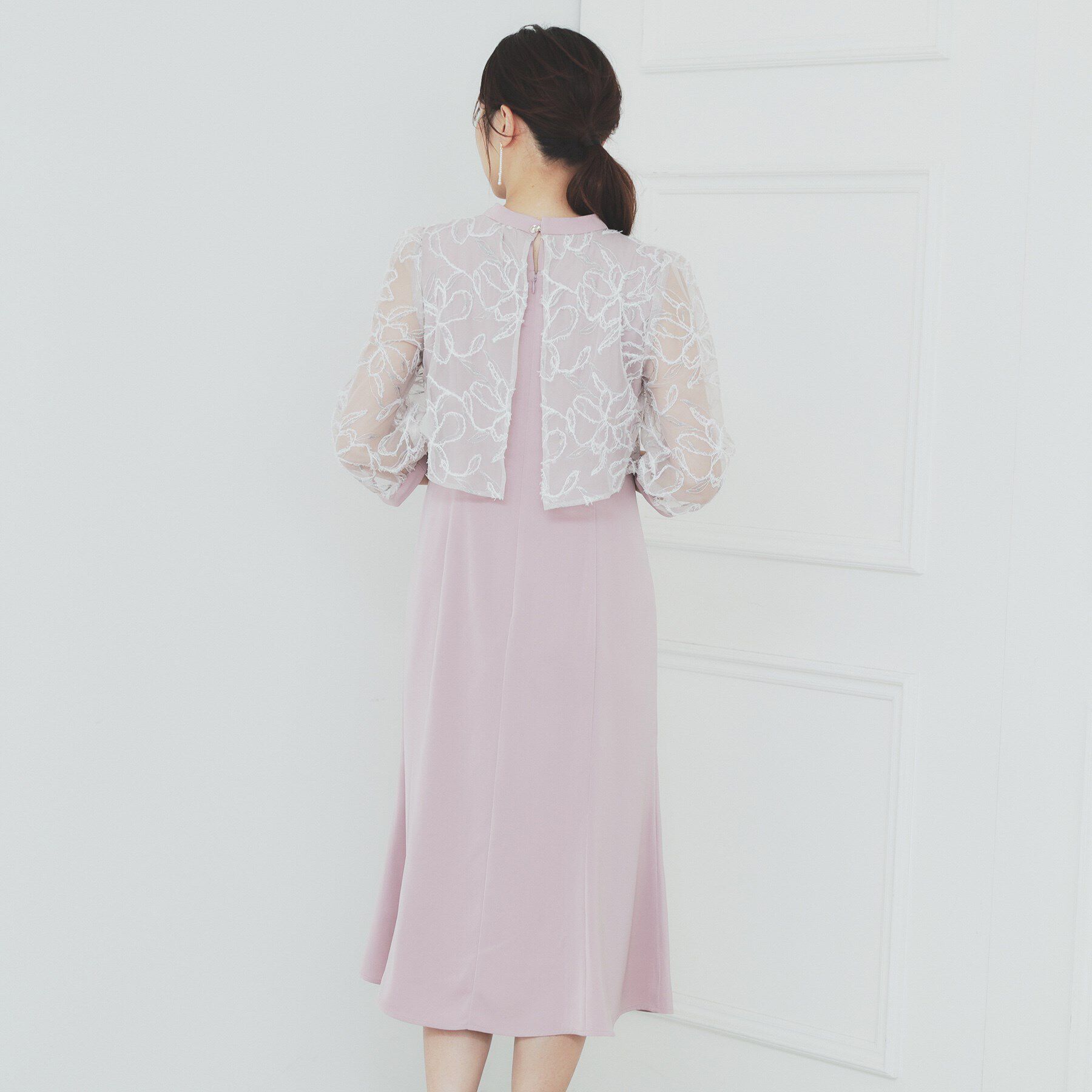 index「フラワーチュールドッキングフレアワンピース【洗濯機洗い可】」|ワンピース|