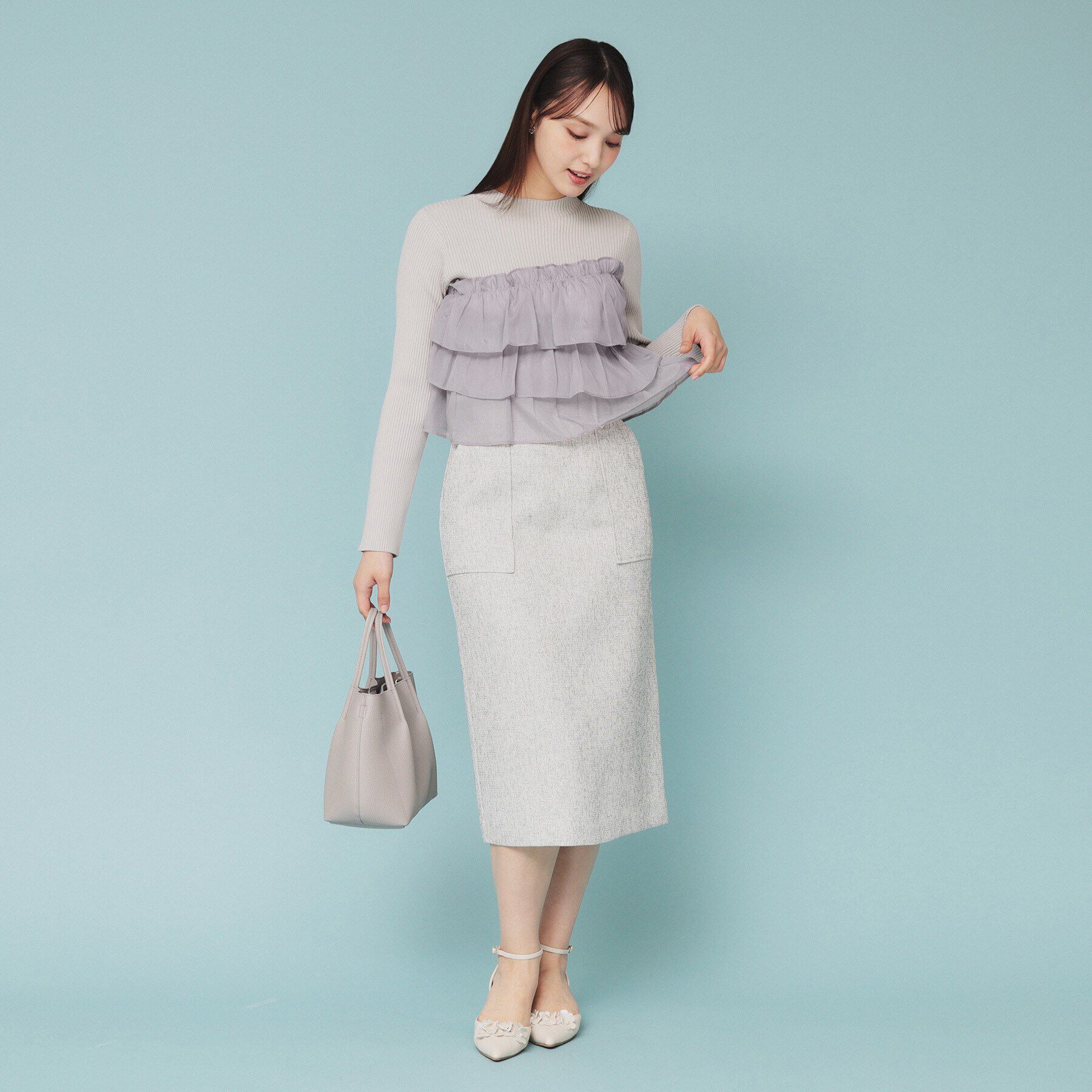 index「《5color》ティアードフリルリブニット【洗濯機洗い可】」|ニット・セーター|