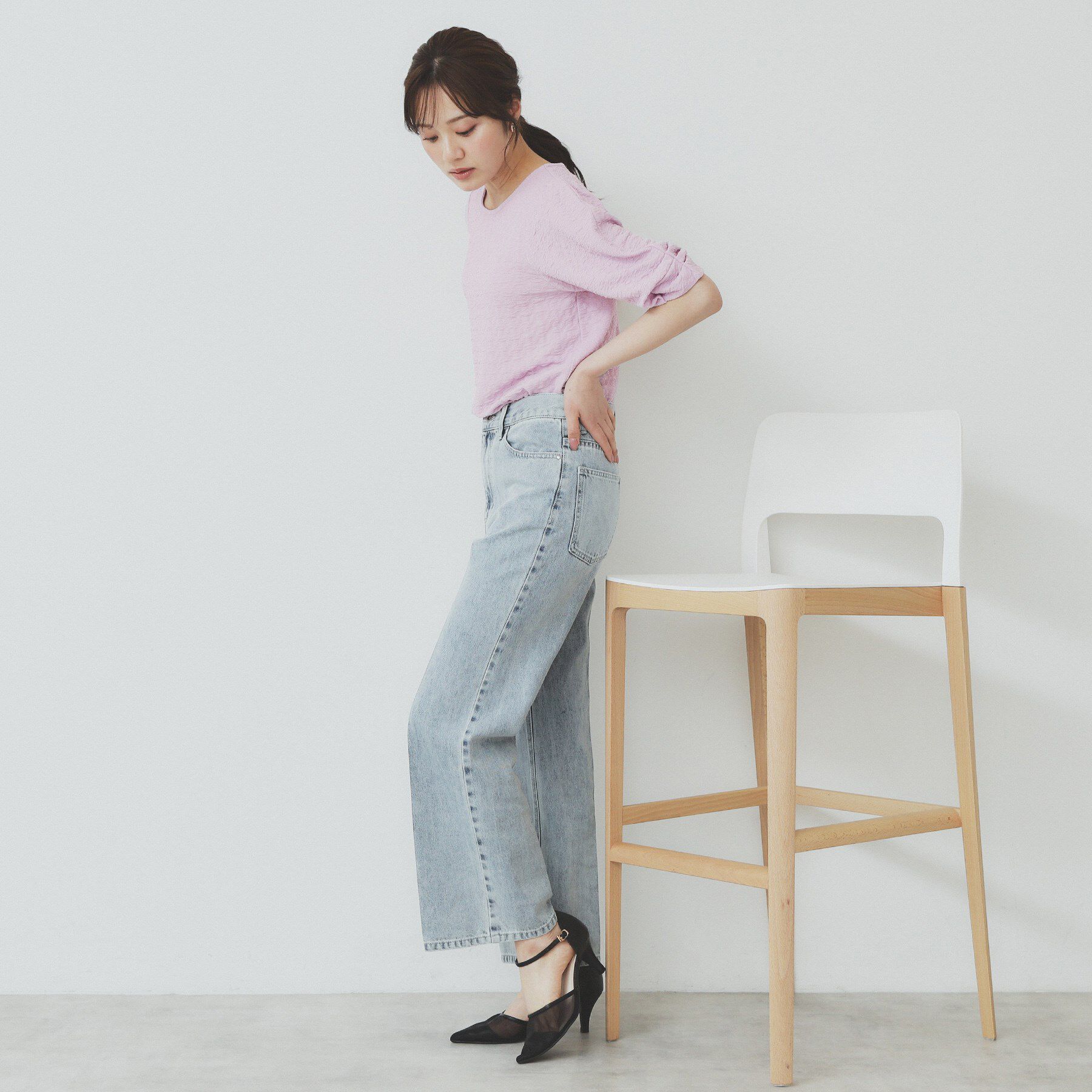 index「シボジャカードタックギャザートップス【洗濯機洗い可】」|Tシャツ・カットソー|