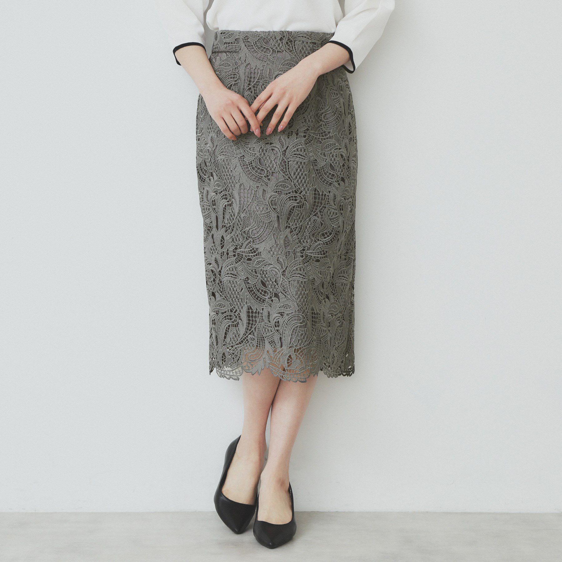 index「《XS-LLサイズ》フラワーレースタイトスカート【洗濯機洗い可】」|スカート|