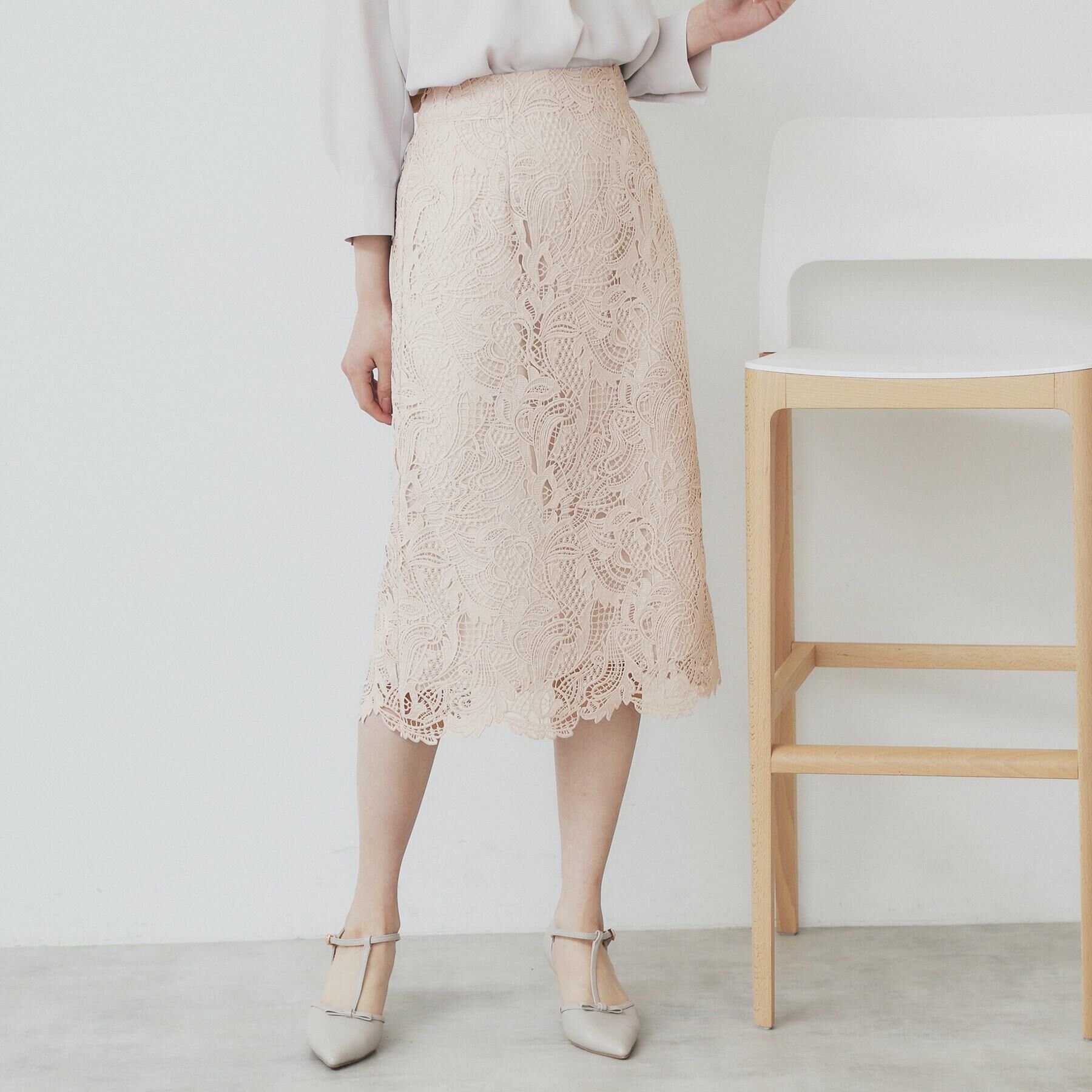 index「《XS-LLサイズ》フラワーレースタイトスカート【洗濯機洗い可】」|スカート|