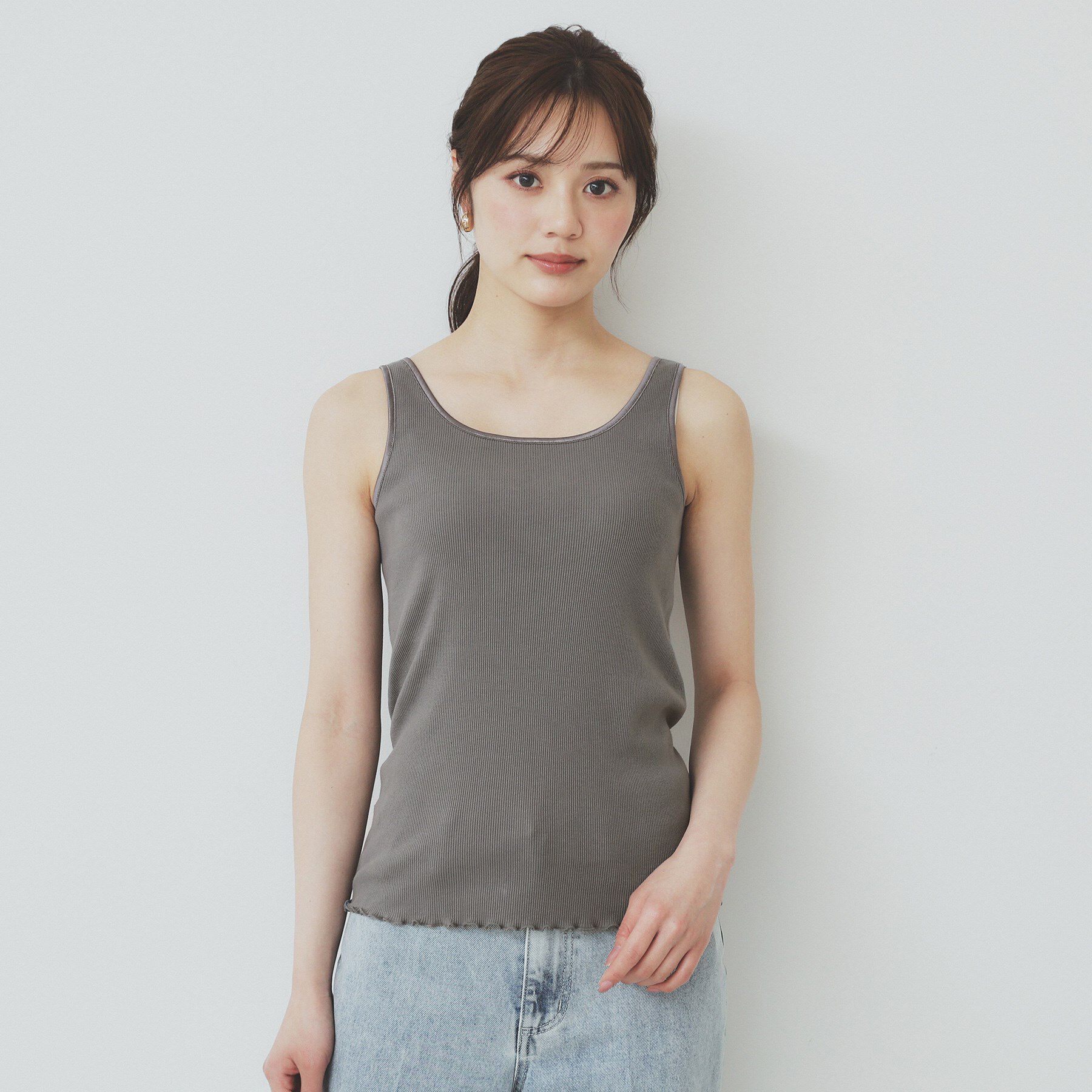 index「前後2WAY サテンパイピングリブタンクトップ【洗濯機洗い可】」|キャミソール|