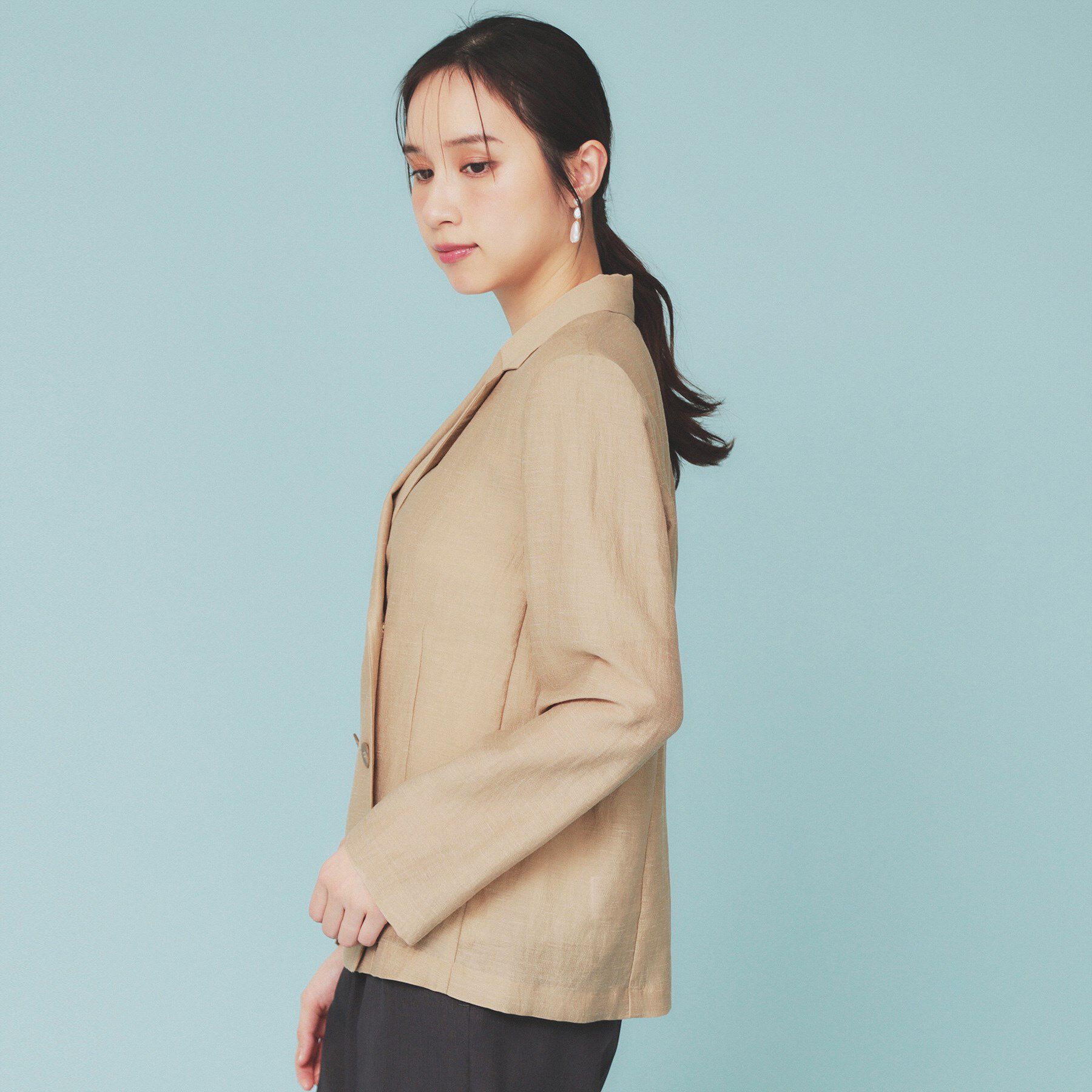 index「麻調シアーダブルブレストテーラードジャケット【洗濯機洗い可】」|テーラードジャケット|