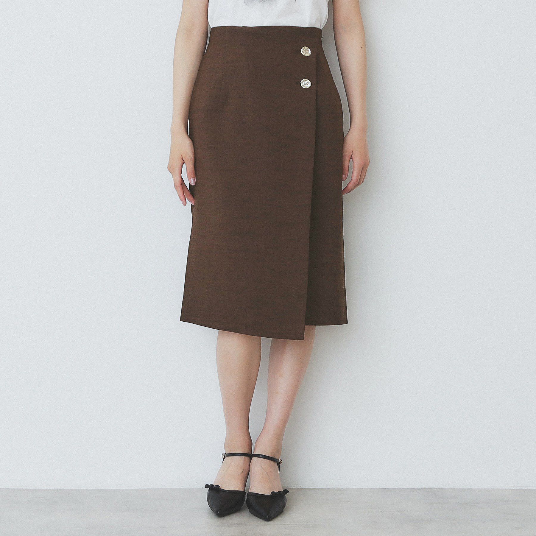 index「《丈が選べる》麻調ラップタイトスカート【洗濯機洗い可/イージーアイロン】」|スカート|