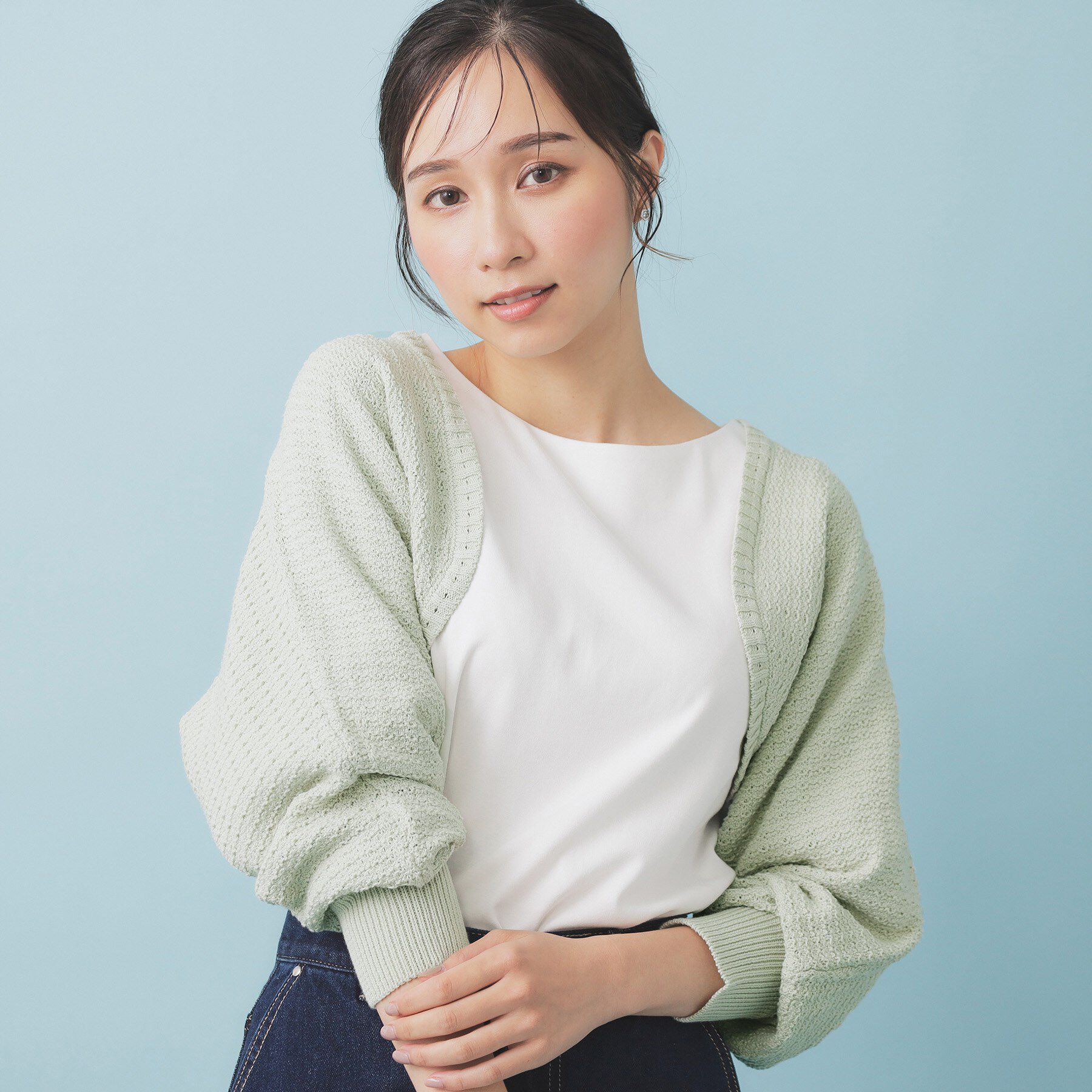 index「ボレロカーディガン【洗濯機OK抗ピル】」|カーディガン|ミントグリーン(02