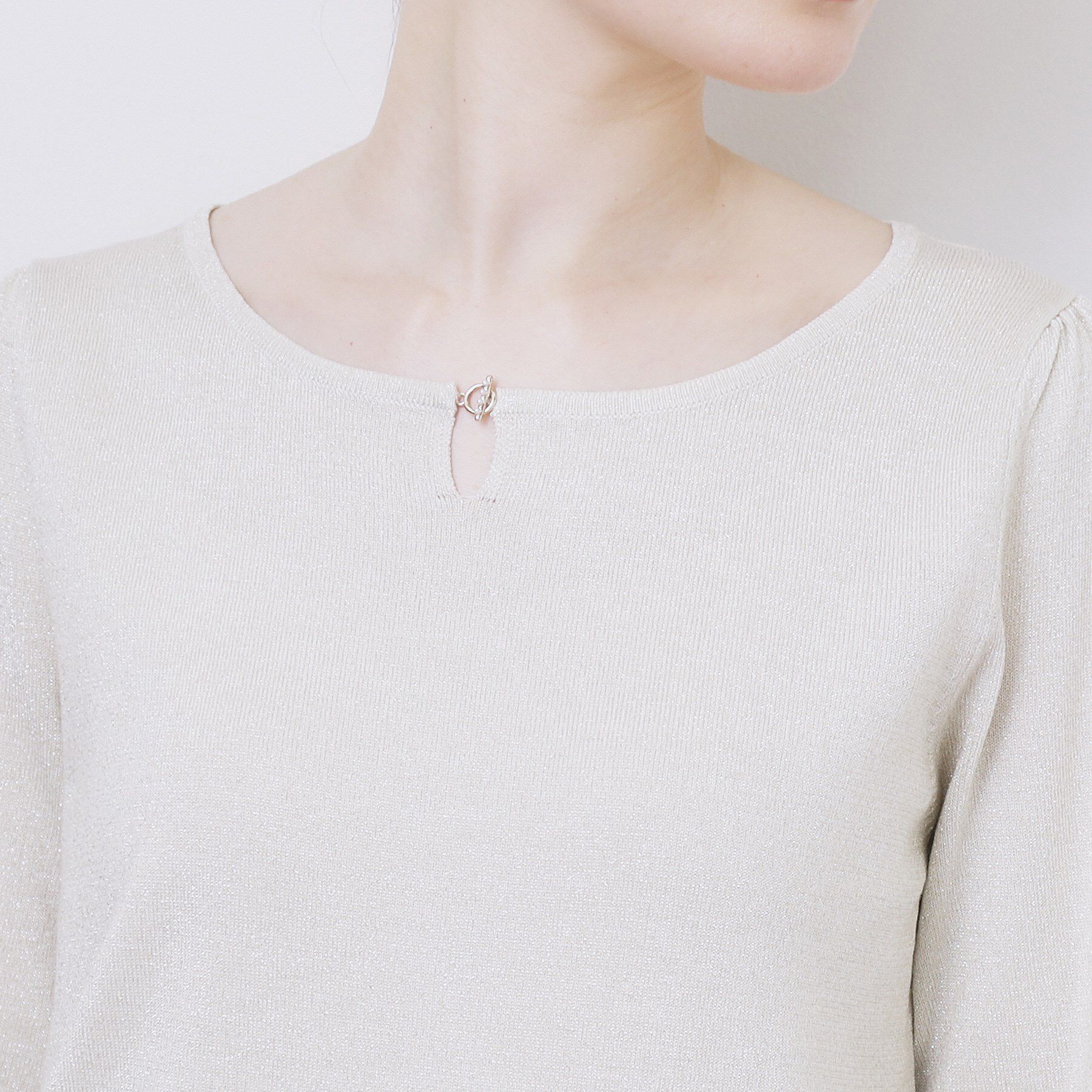 index「パール調パーツ付きクルーネックニット【洗濯機OK】《8col/XS～3L》」|ニット・セーター|