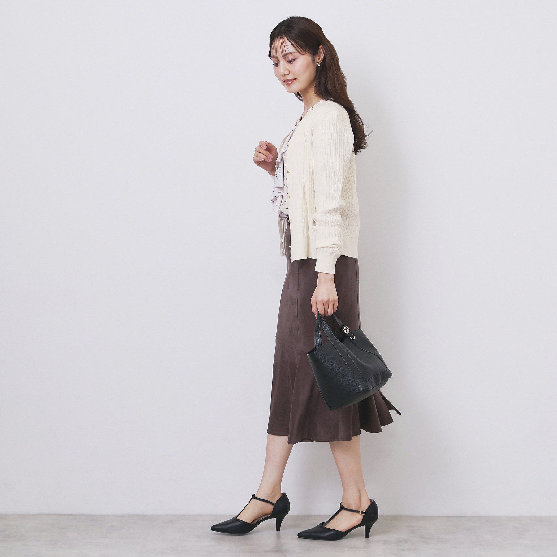 index「クルーネックケーブルカーディガン【洗濯機OK】」|カーディガン|