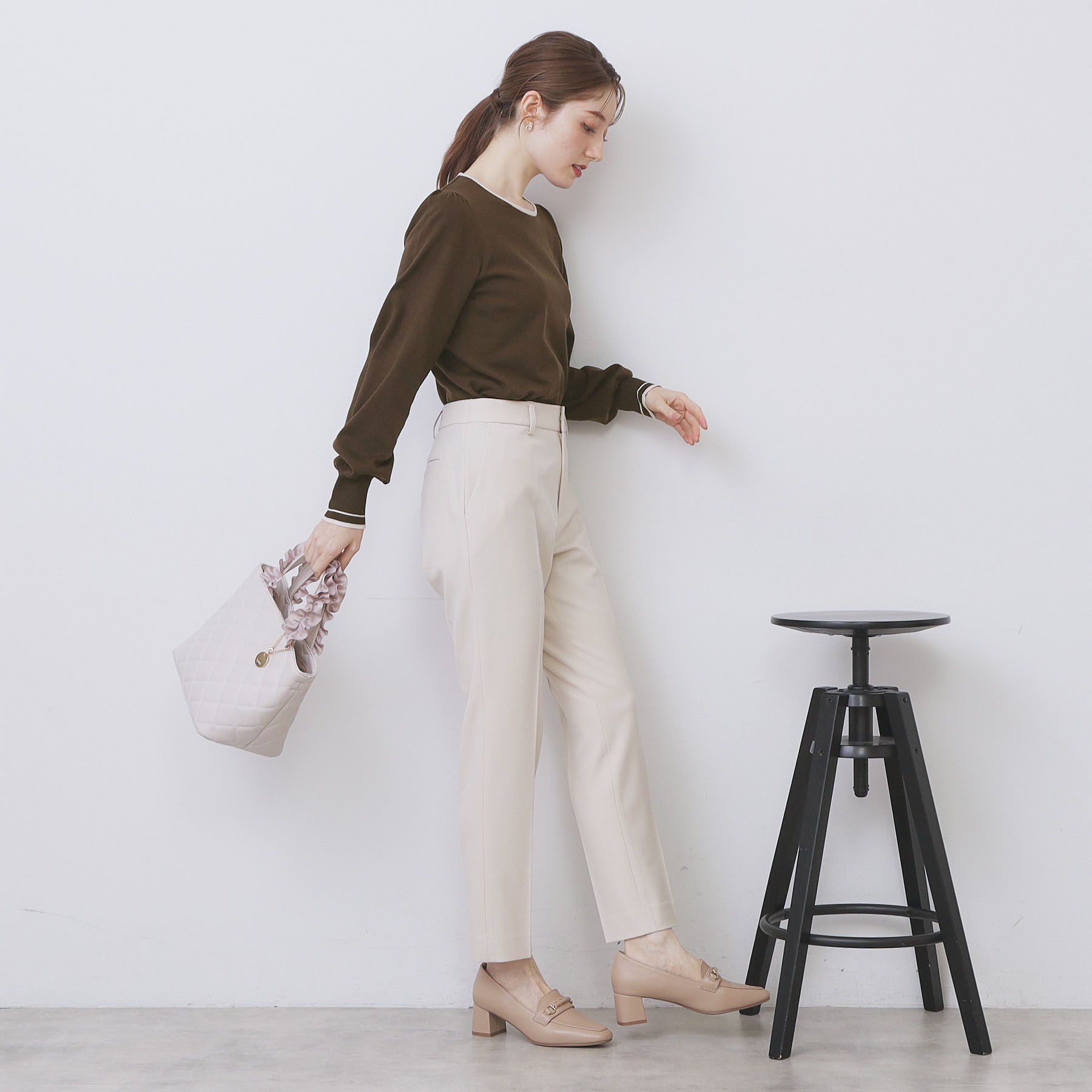 index「バイカラーパフスリーブニット【洗濯機OK】」|ニット・セーター|