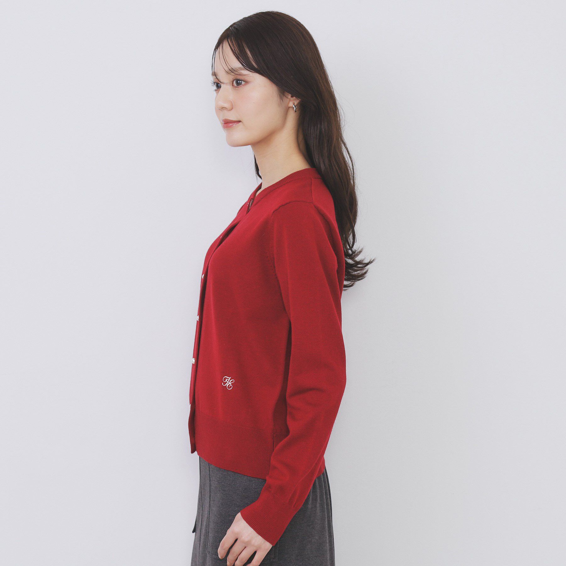 index「ビジュークルーネックカーディガン【洗濯機OK】」|カーディガン|