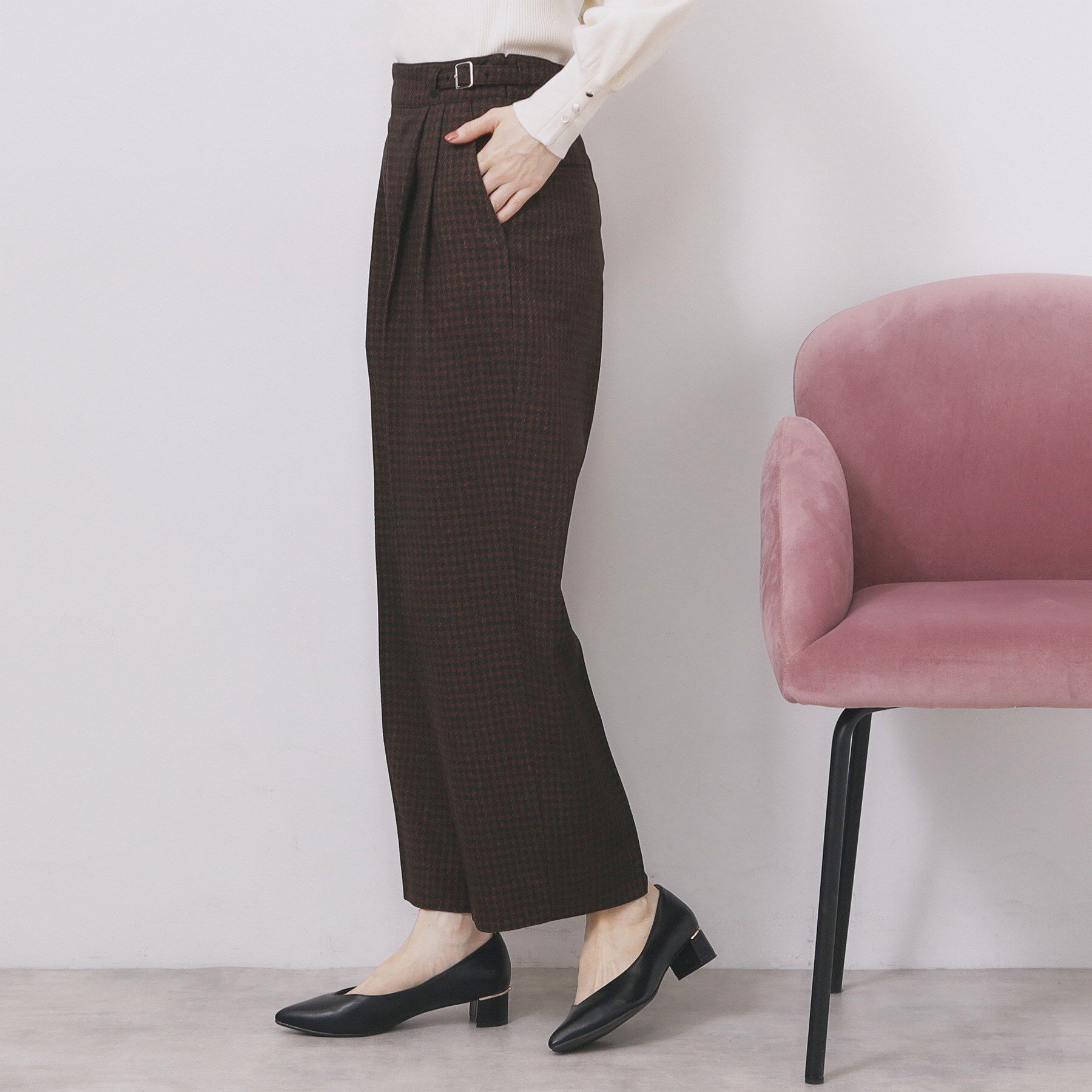 index「カルゼツイードストレッチワイドパンツ【洗濯機OK/防シワ/イージーアイロン/抗ピル】」|その他|