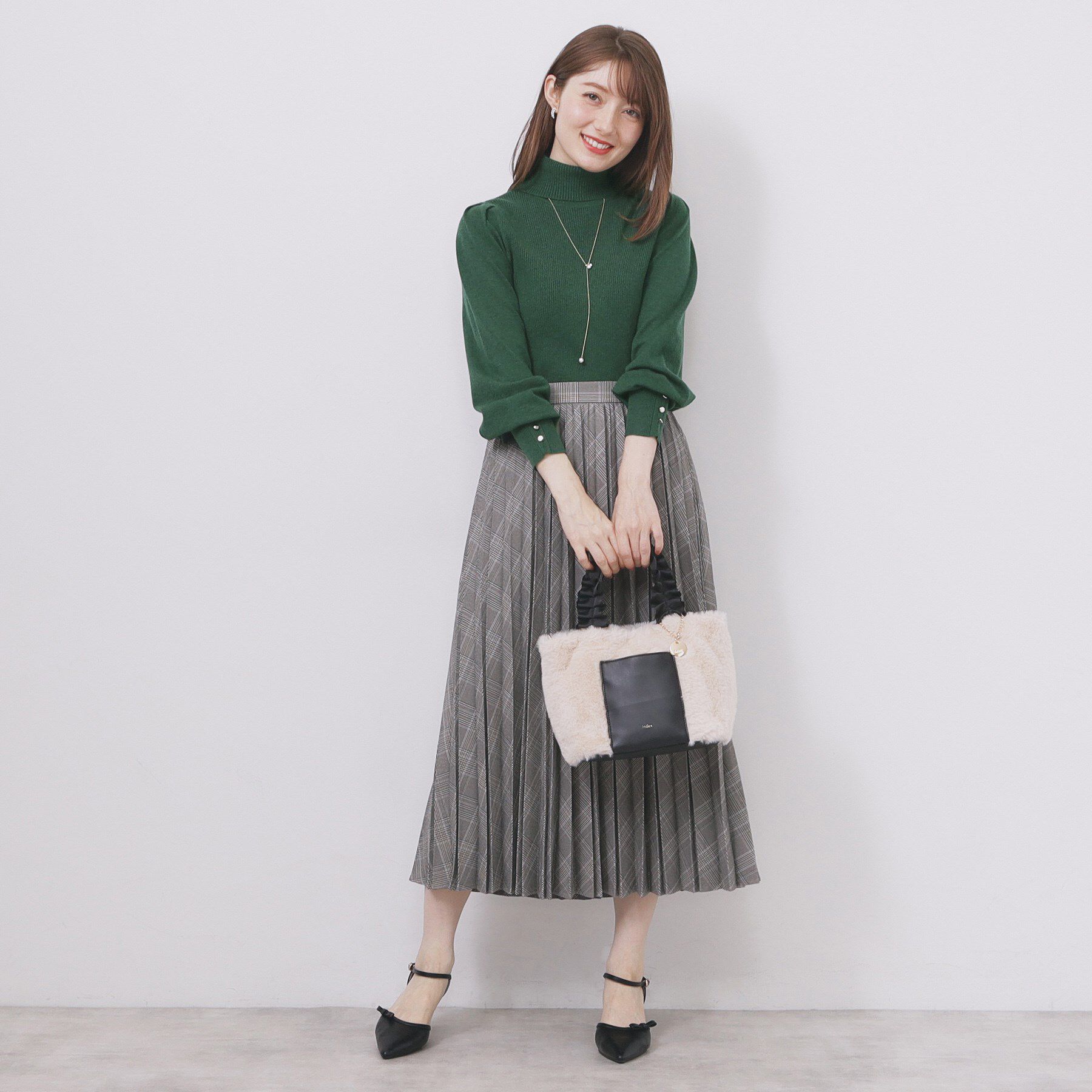 index「タートルネックタックパフスリーブニット【洗濯機OK】」|ニット・セーター|