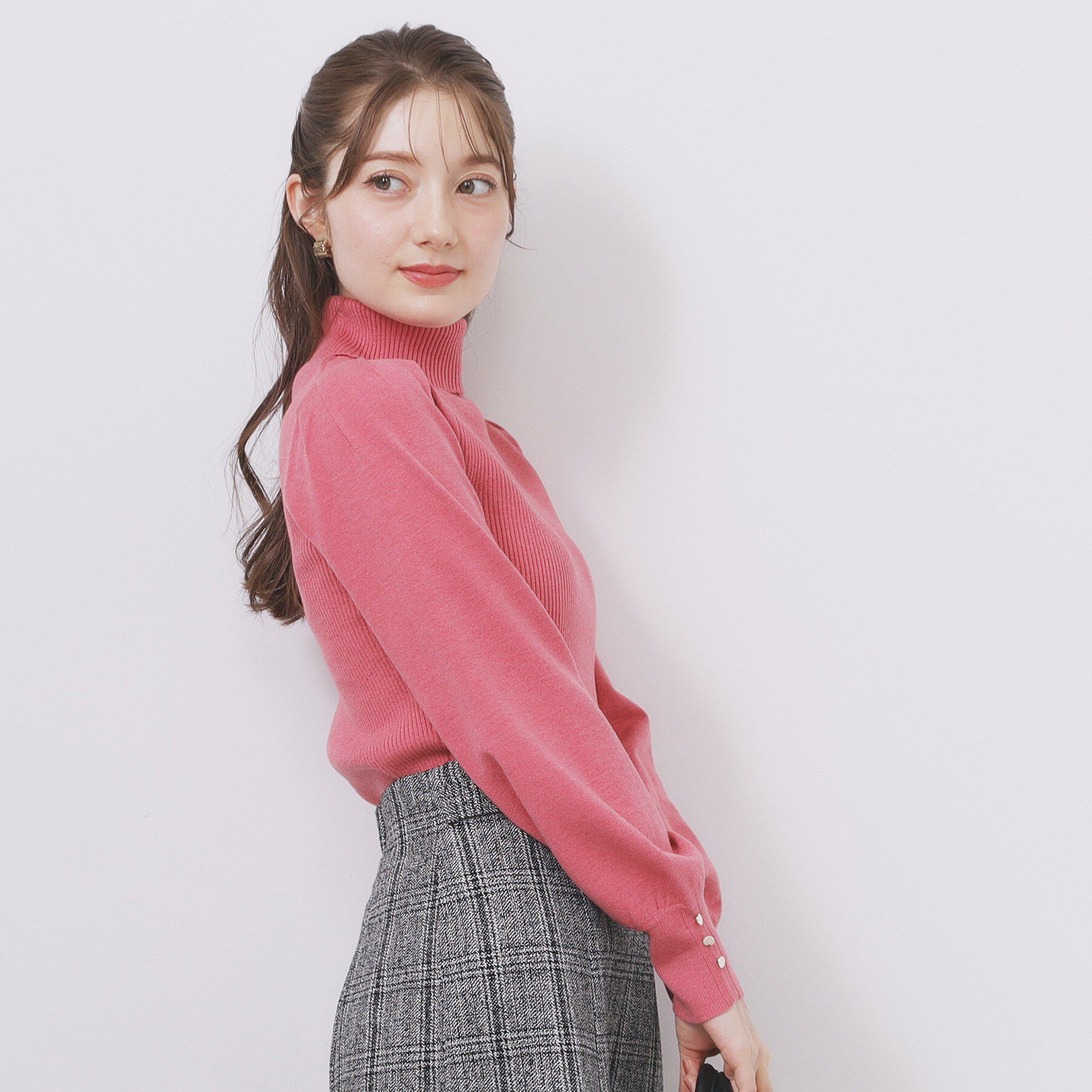 index「タートルネックタックパフスリーブニット【洗濯機OK】」|ニット・セーター|