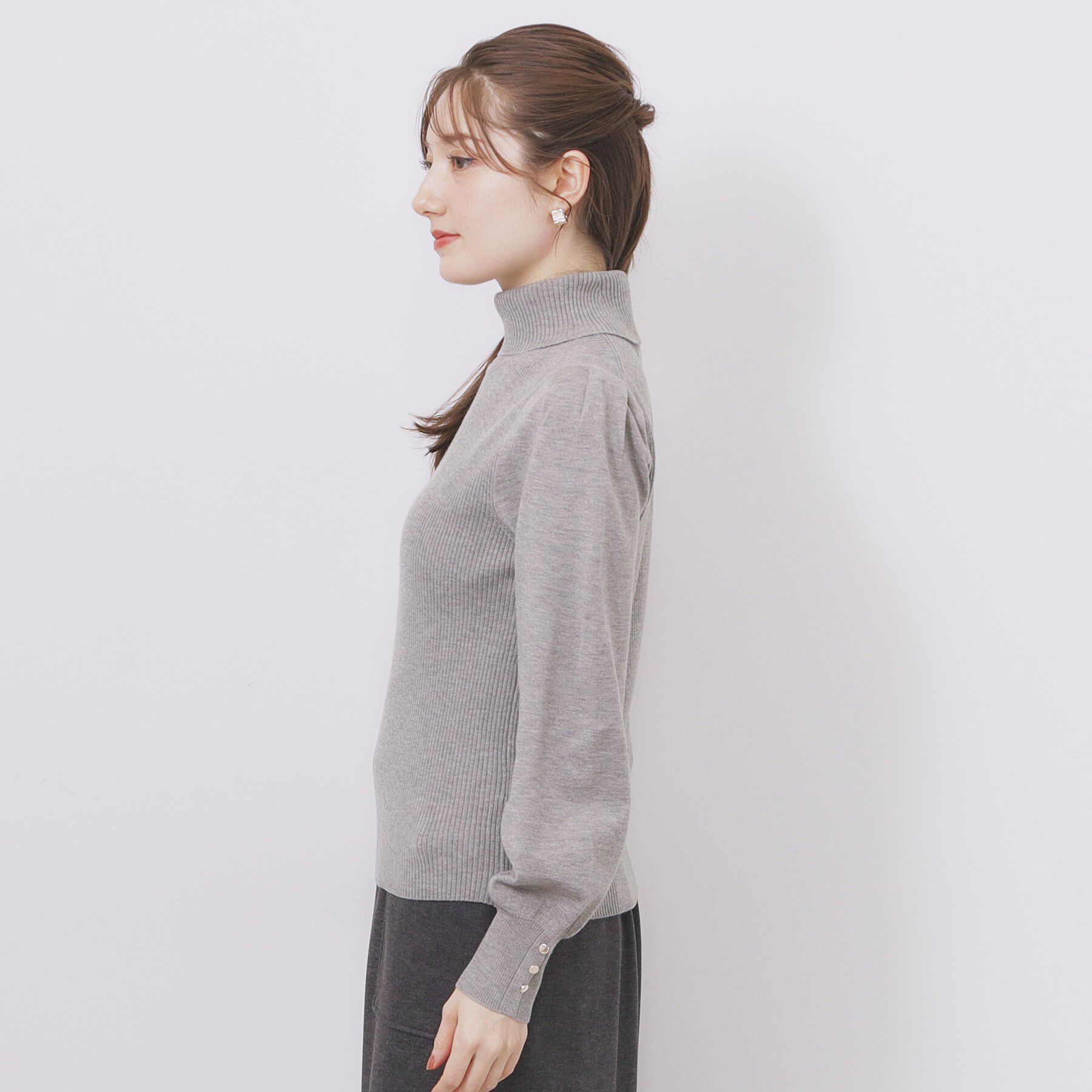 index「タートルネックタックパフスリーブニット【洗濯機OK】」|ニット・セーター|