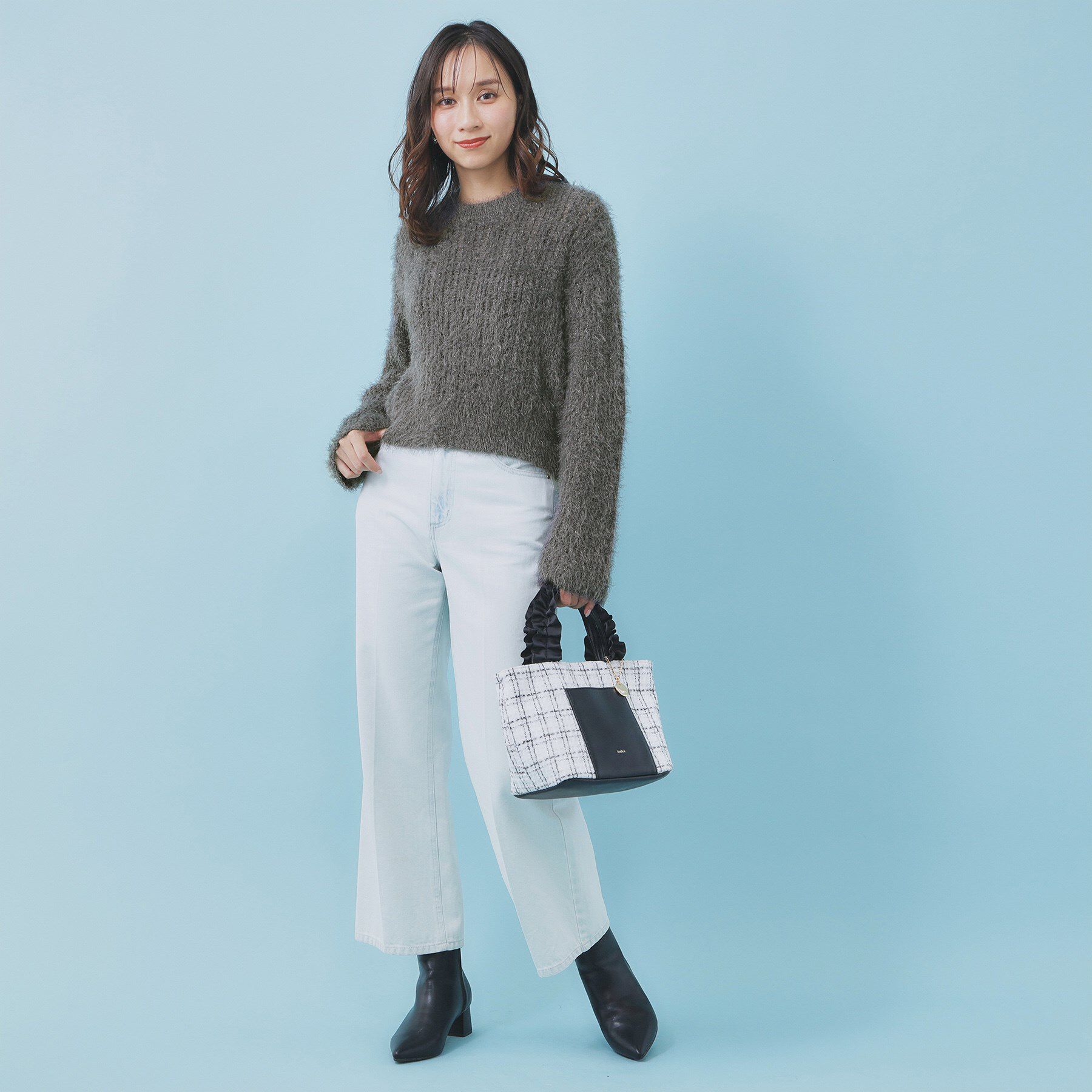 index「透かし編みショートフェザーニット【洗濯機OK】」|ニット・セーター|