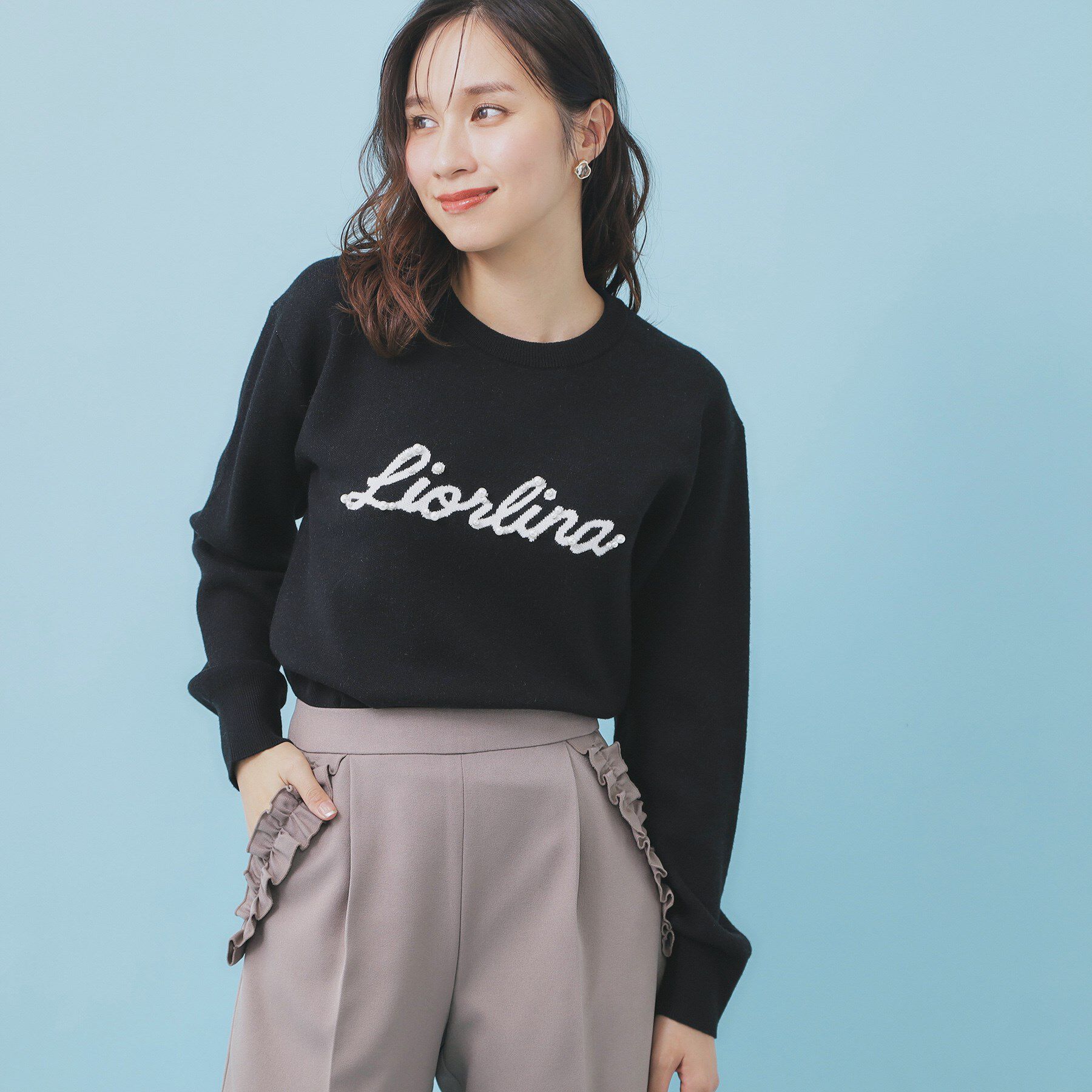 index「パール調ロゴクルーネックニット【洗濯機OK】」|ニット・セーター|