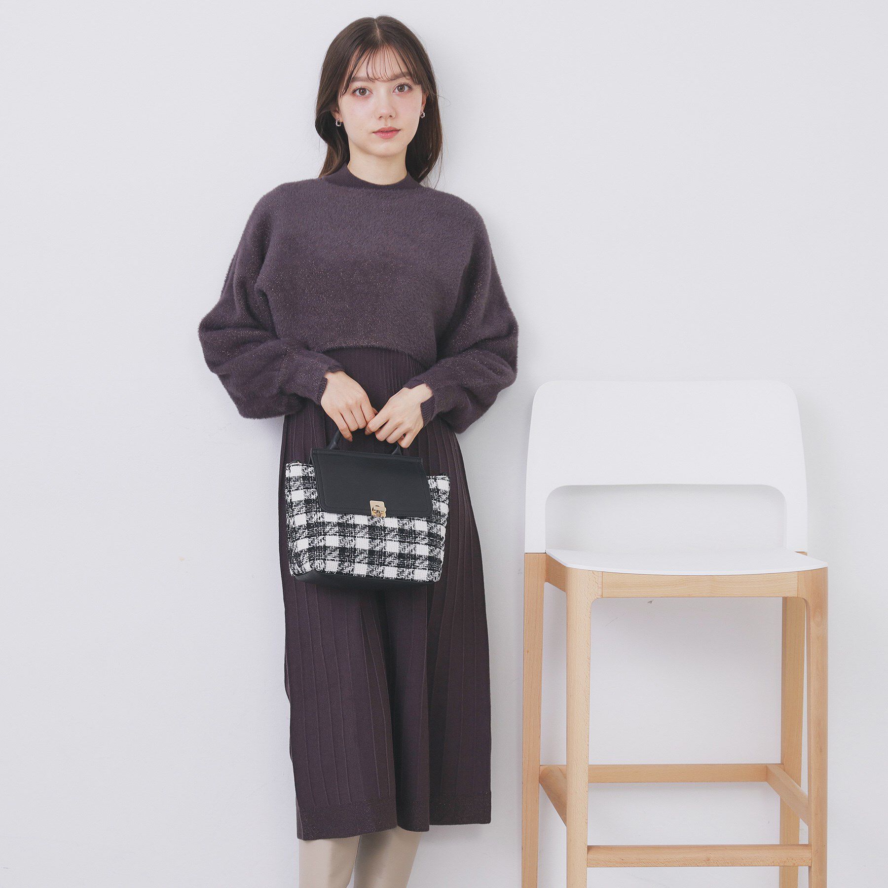 index「ラメフェザープルオーバーセット ニットワンピース【洗濯機OK】《XS～LL》」|スーツ|