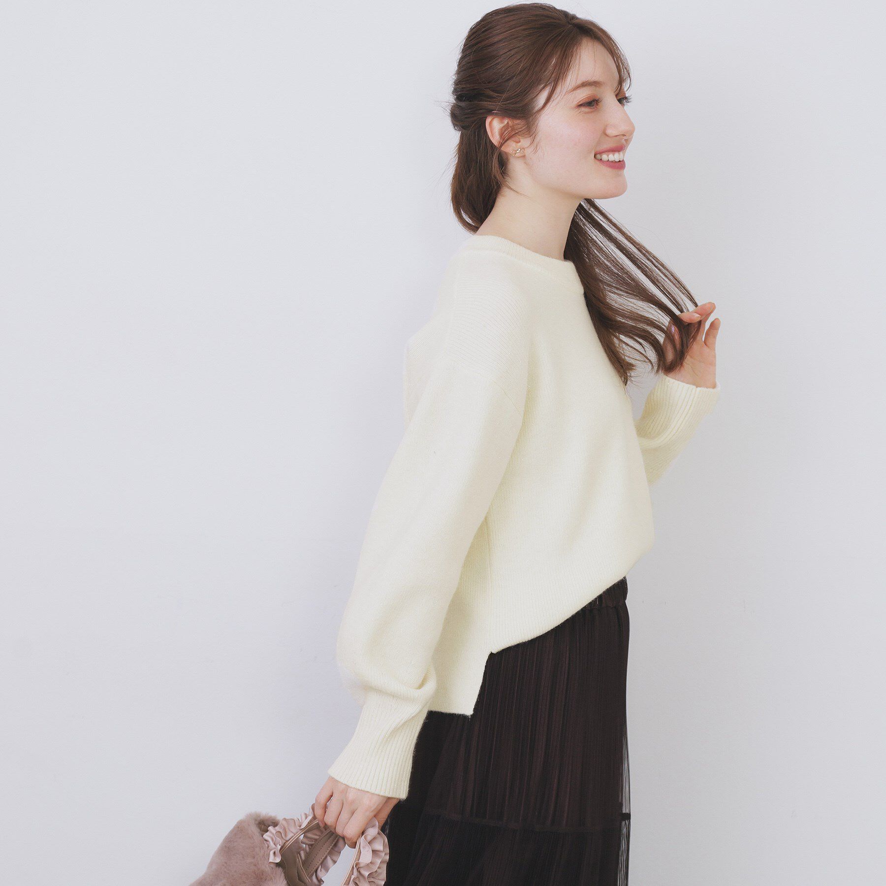 index「モックネックボクシーラメニット【洗濯機OK】《7col》」|ニット・セーター|