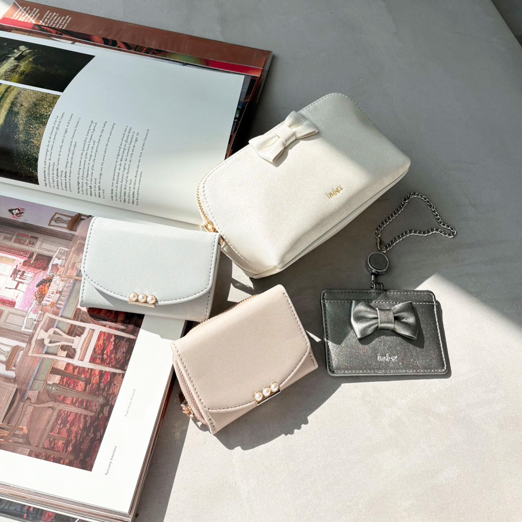 index「ラメ合皮リボンポーチ」|ポーチ|