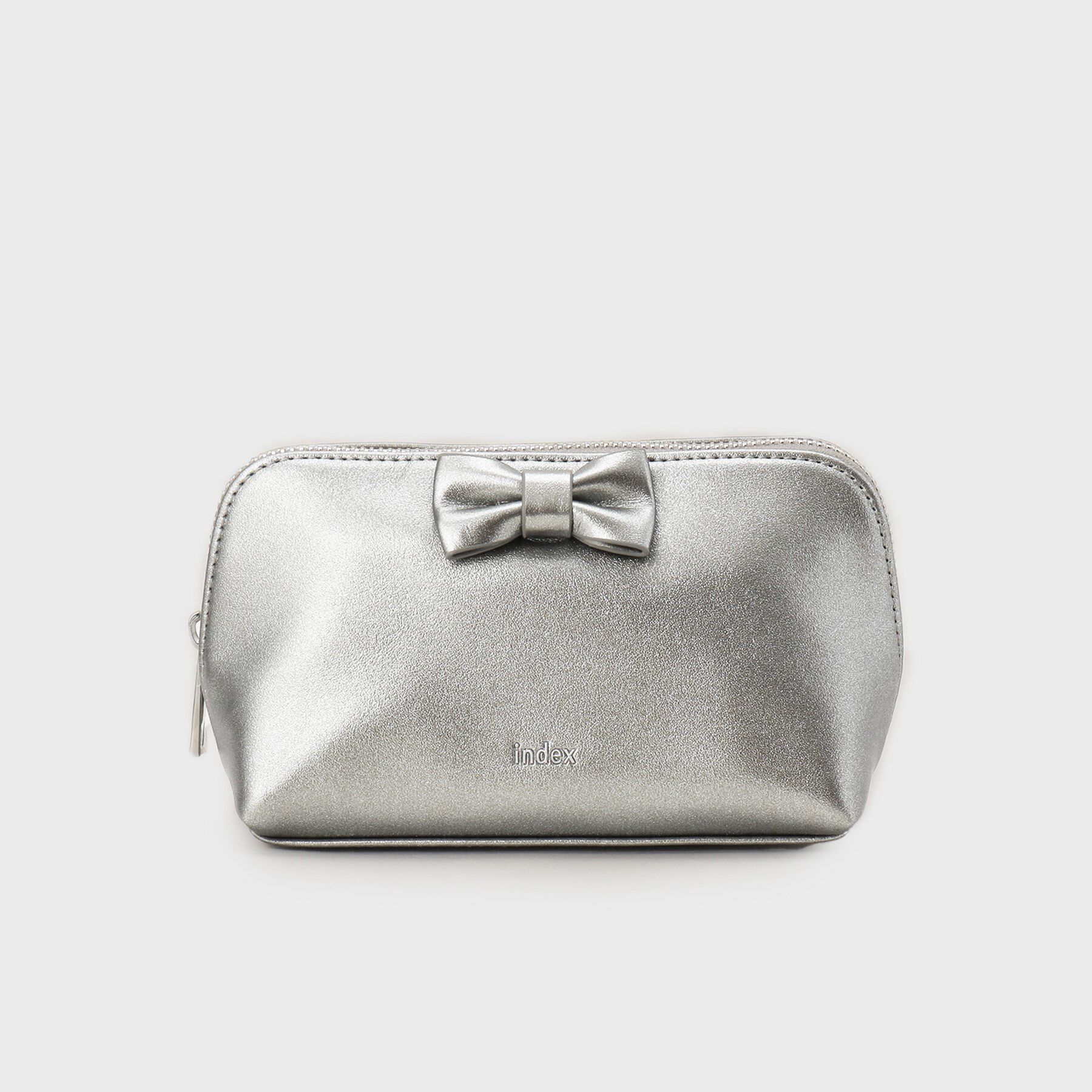 index「ラメ合皮リボンポーチ」|ポーチ|ブラックシルバー(0