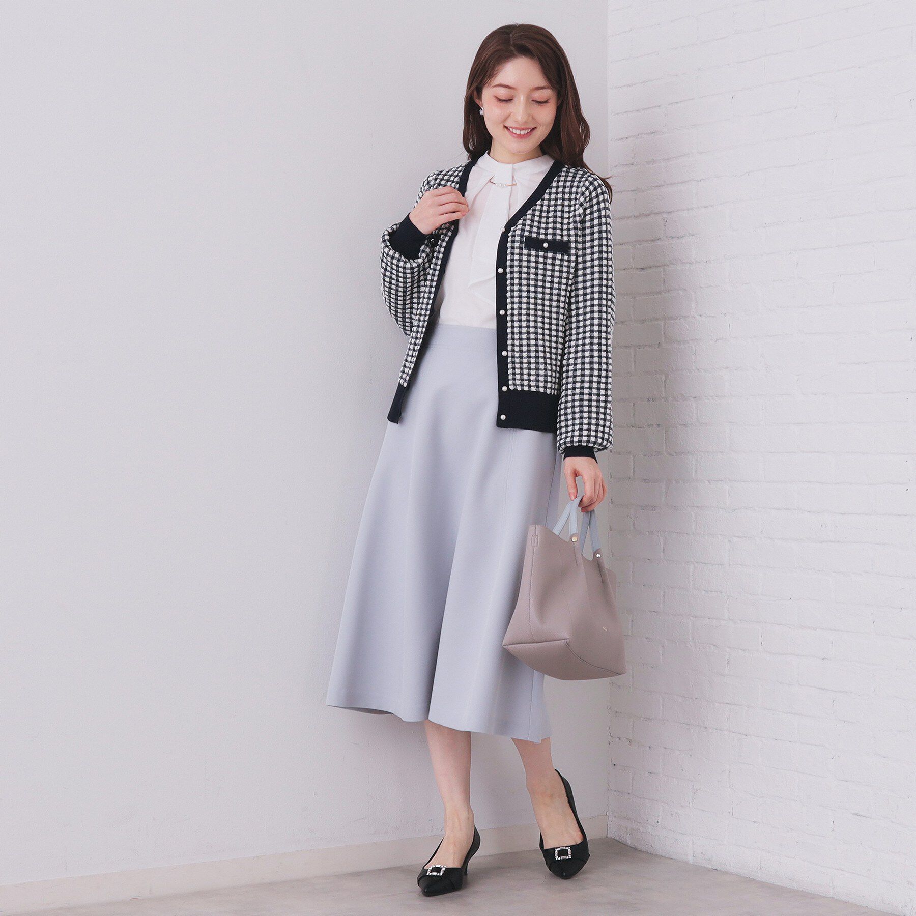 index「チェックジャカードカーディガン【洗濯機OK】」|カーディガン|