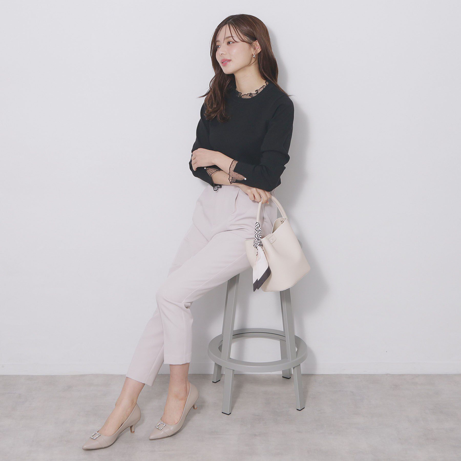 index「ドットチュールフリルデザインニット【洗濯機OK】」|ニット・セーター|