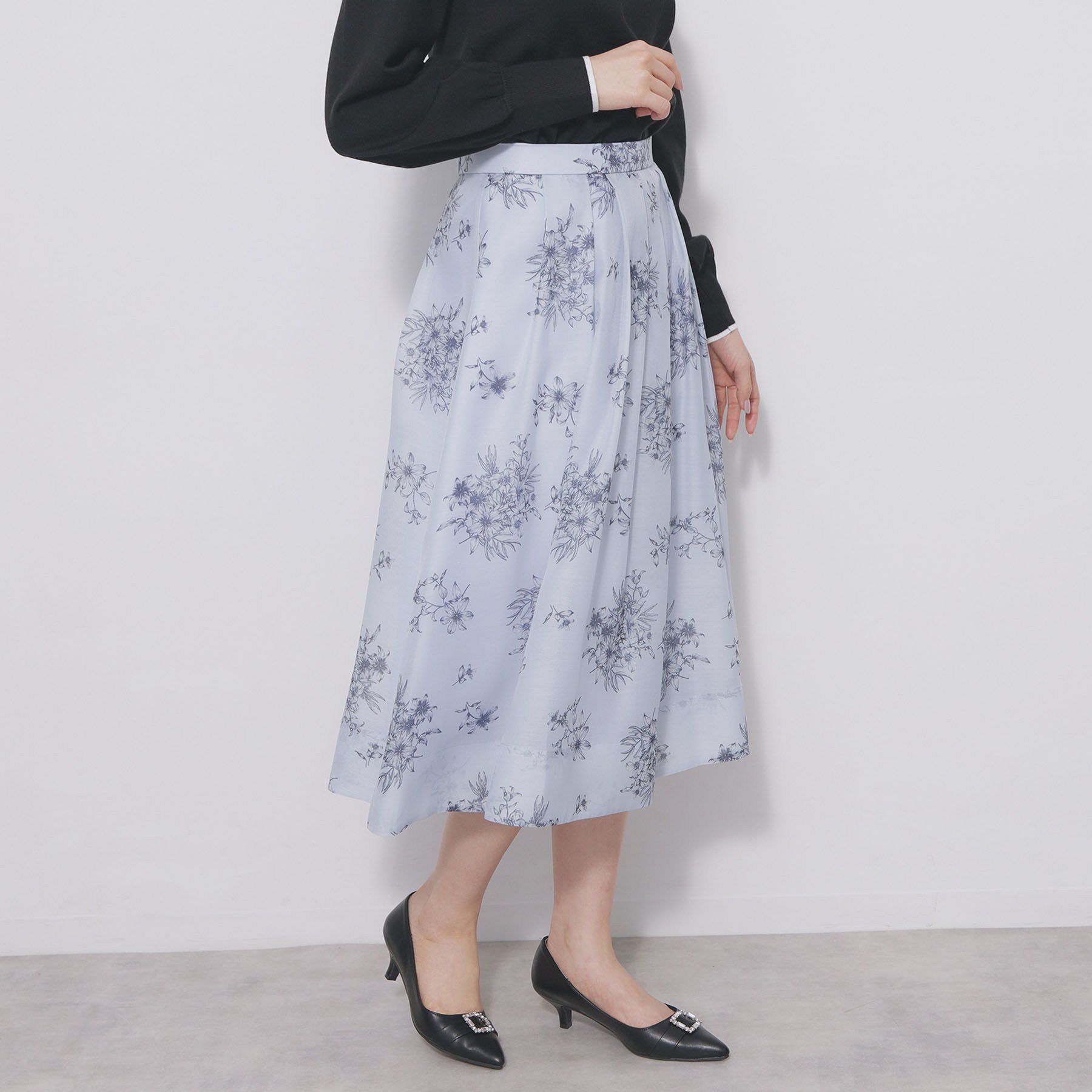index「オーガンジーフラワーフレアスカート【洗濯機OK/イージーアイロン】」|スカート|