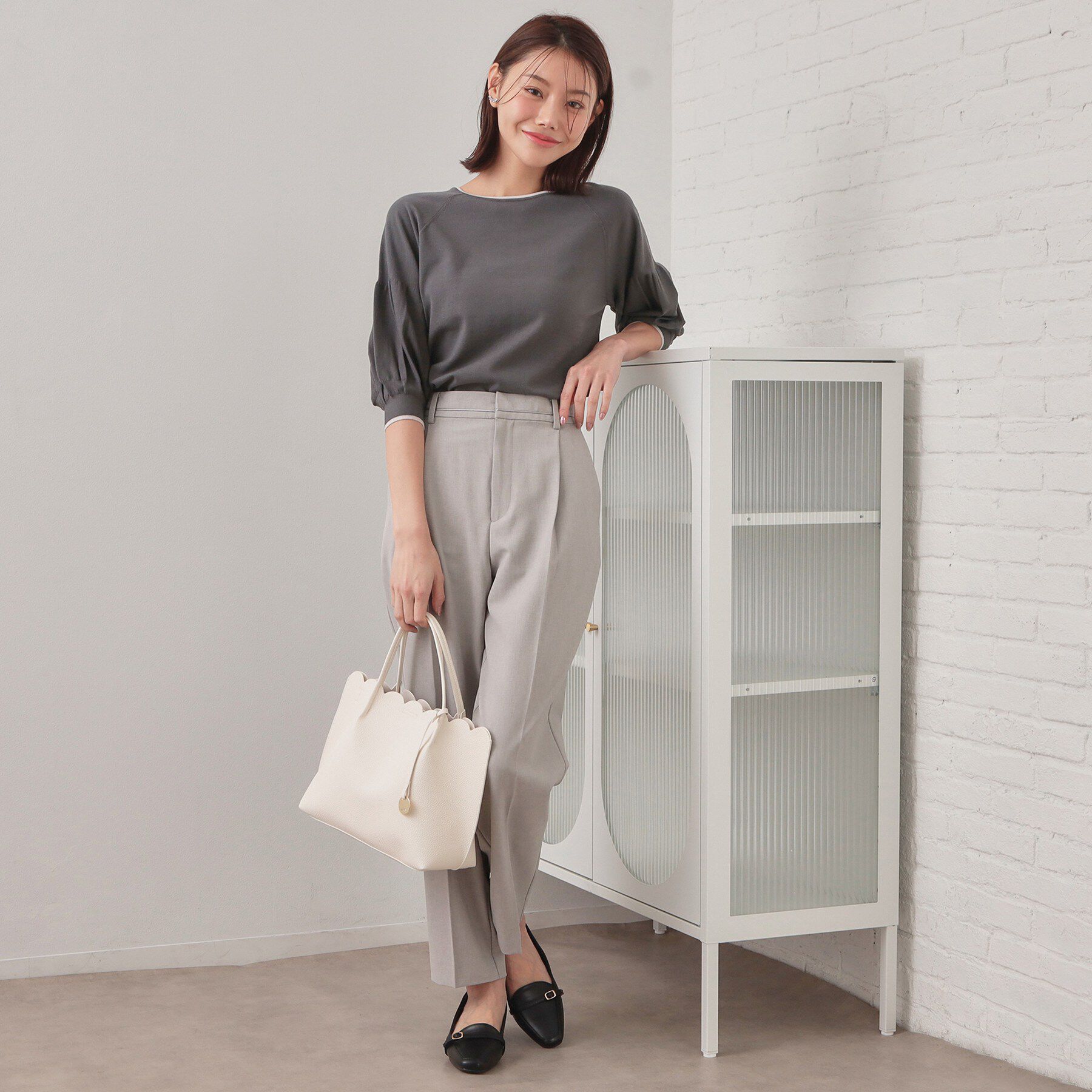 index「バルーン風スリーブバイカラーニット【洗濯機OK】」|ニット・セーター|