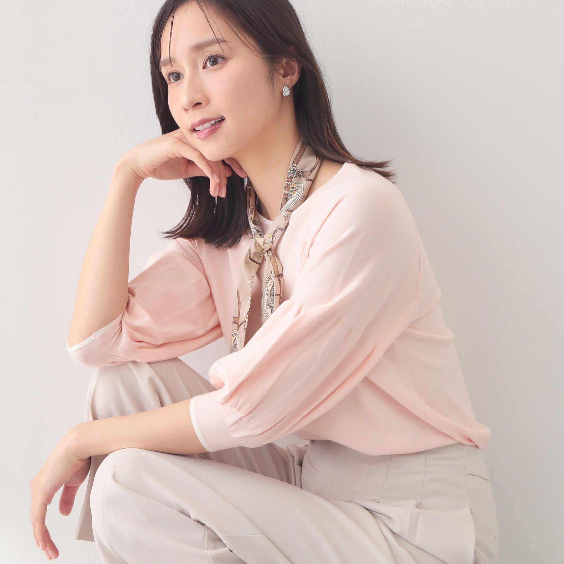 index「バルーン風スリーブバイカラーニット【洗濯機OK】」|ニット・セーター|ライトピンク(070