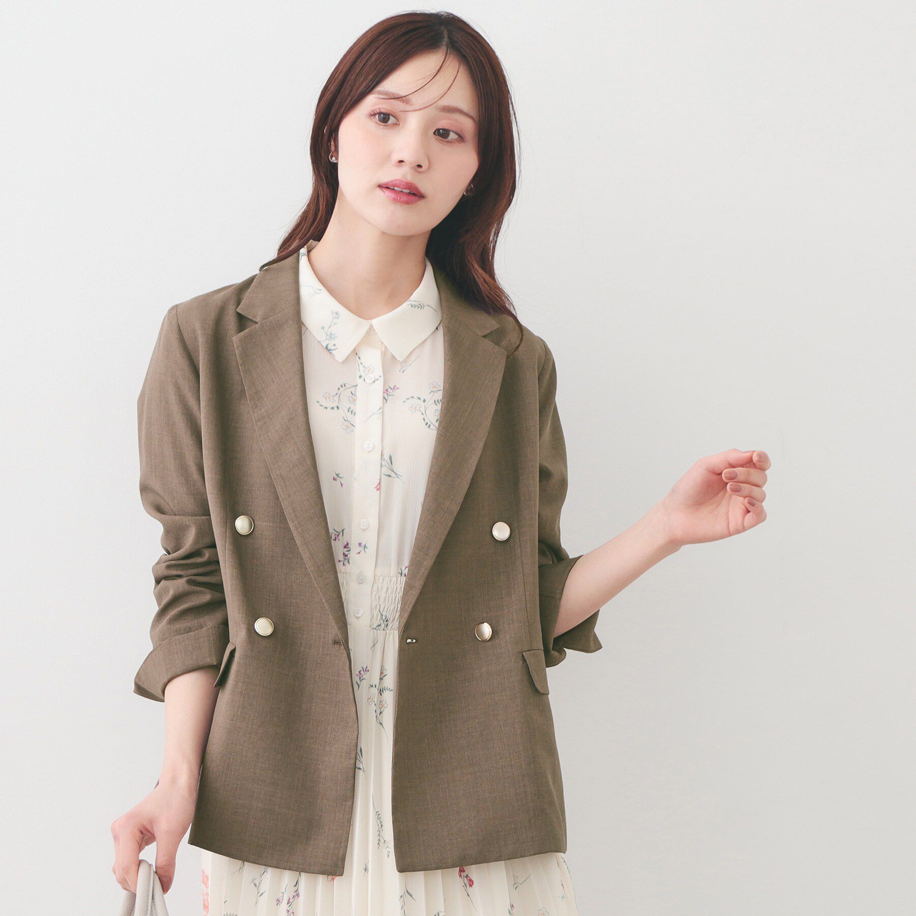 index「多機能ダブルブレストテーラードジャケット【洗濯機OK/接触冷感/吸水速乾/イージーアイロン/防シワ】」|テーラードジャケット|ブラウン(843)