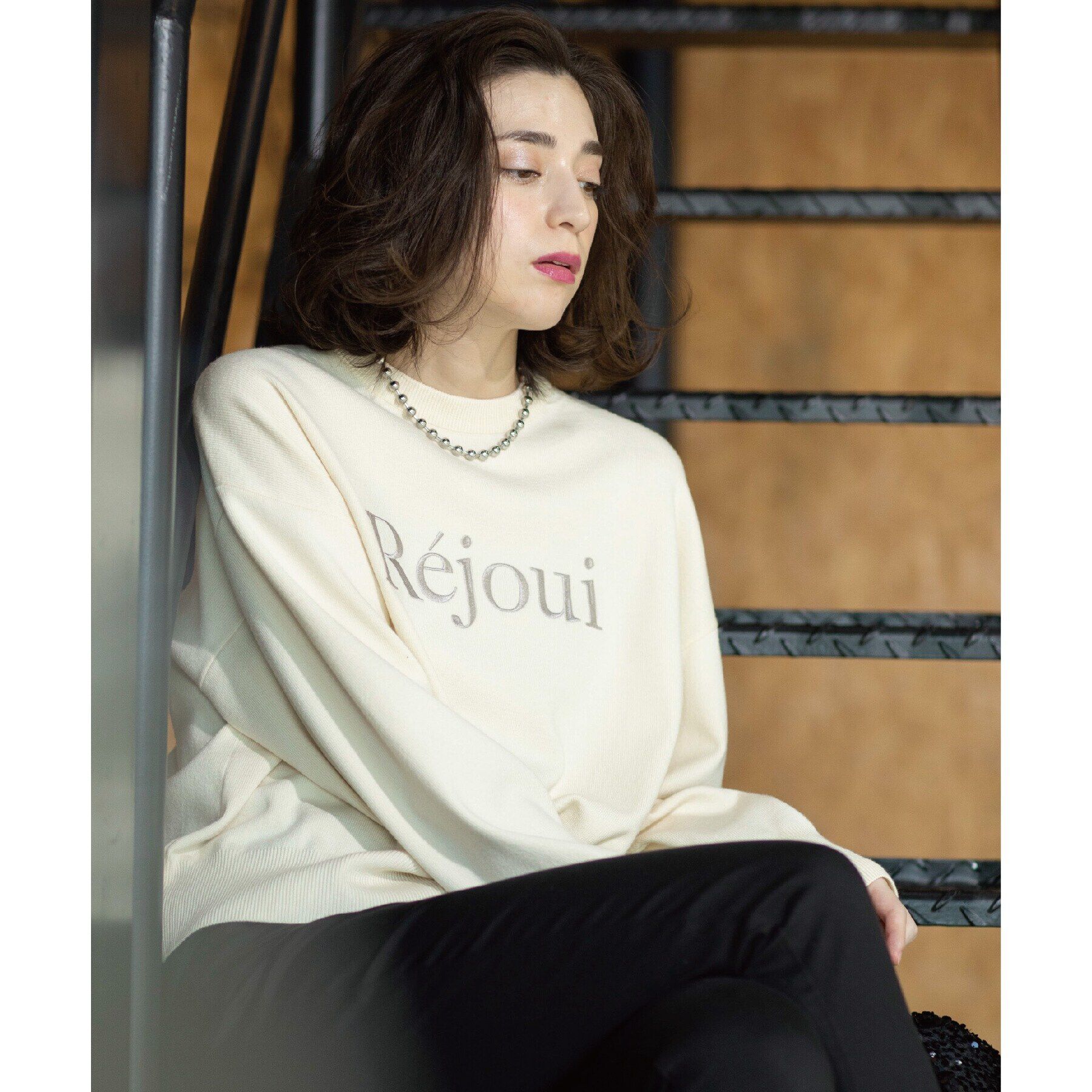 OPAQUE.CLIP「刺繍ロゴニット【洗濯機洗い可】」|ニット・セーター|