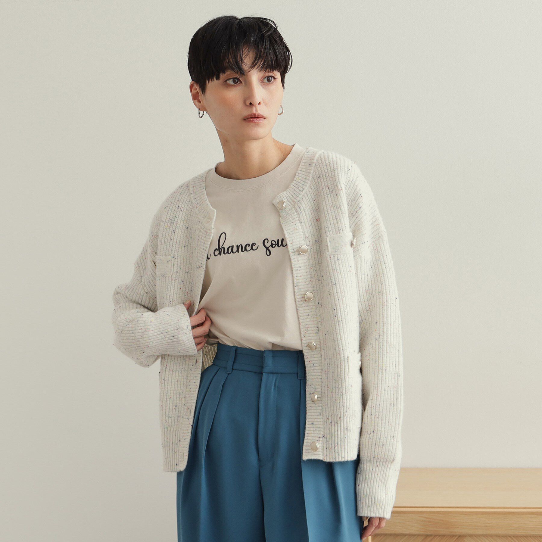 OPAQUE.CLIP「カラーネップニットカーディガン【洗濯機洗い可】」|カーディガン|