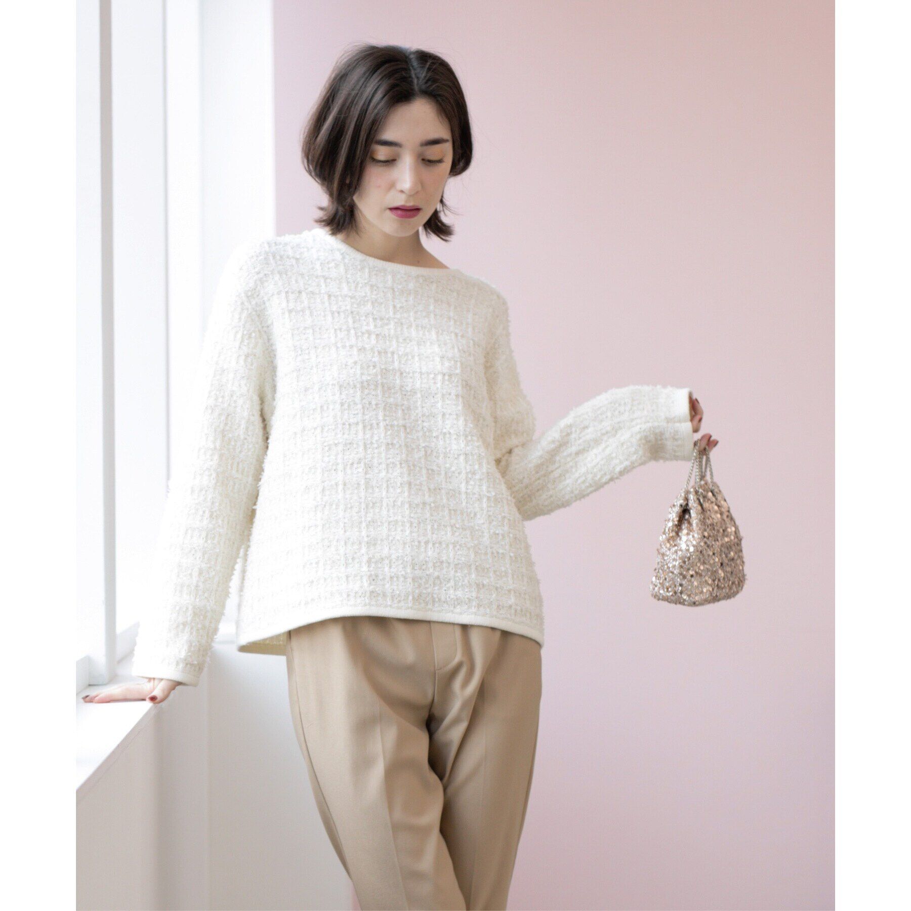 OPAQUE.CLIP「ツイードライクニット【洗濯機洗い可】」|ニット・セーター|