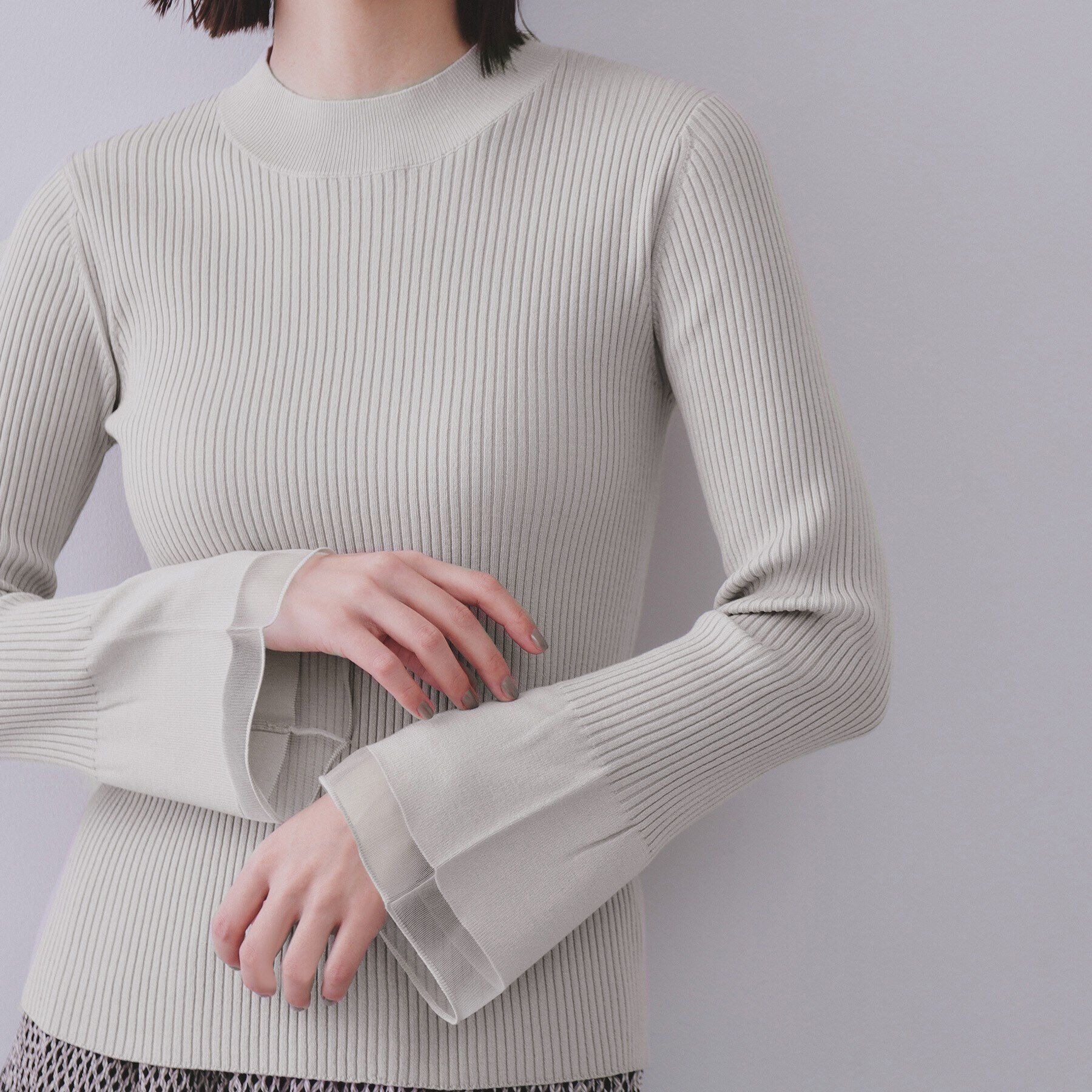 OPAQUE.CLIP「フレアスリーブリブニット【洗濯機洗い可】」|ニット・セーター|