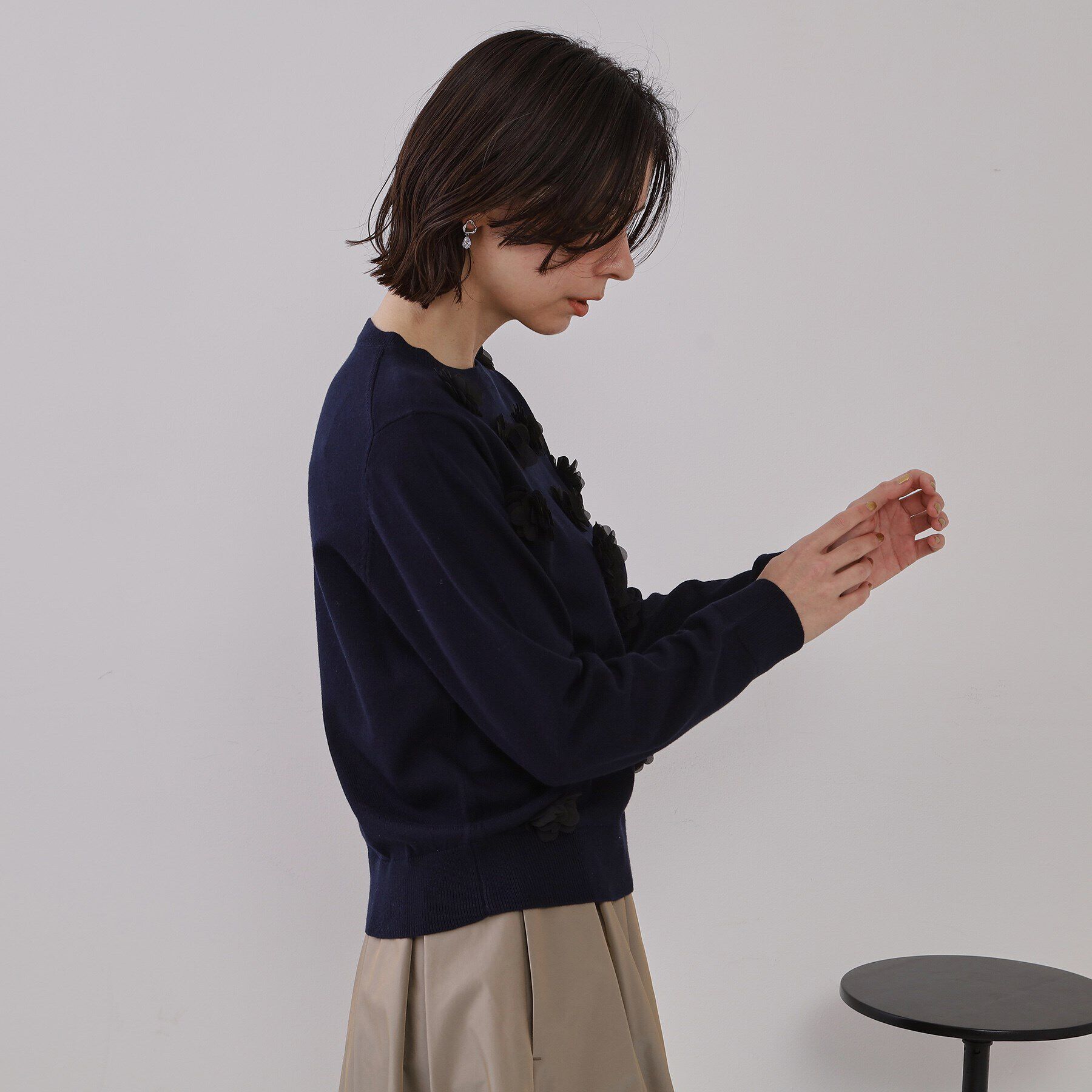 OPAQUE.CLIP「フラワーモチーフニット【洗濯機洗い可】」|ニット・セーター|