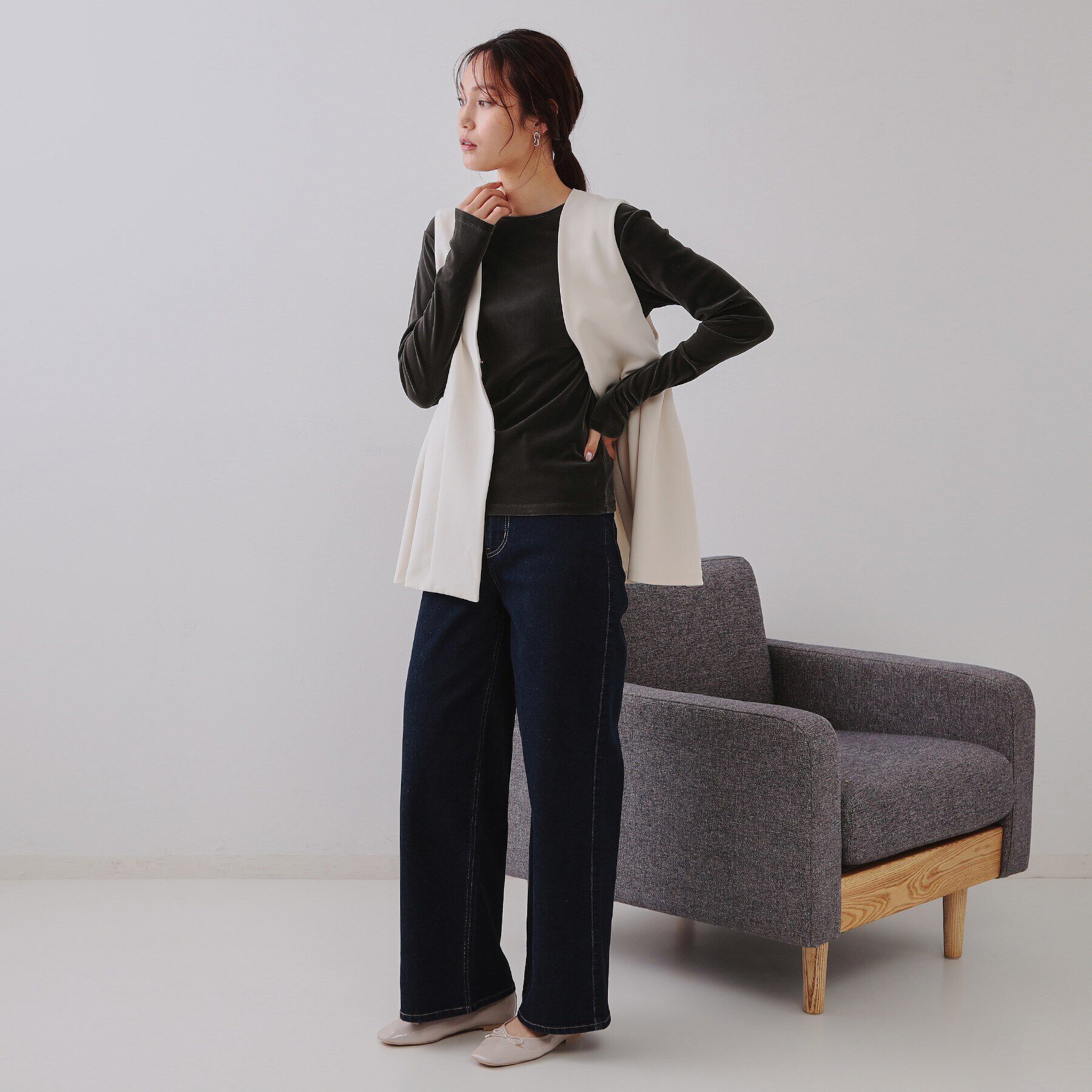 OPAQUE.CLIP「シアーベロアトップス【洗濯機洗い可】」|Tシャツ・カットソー|