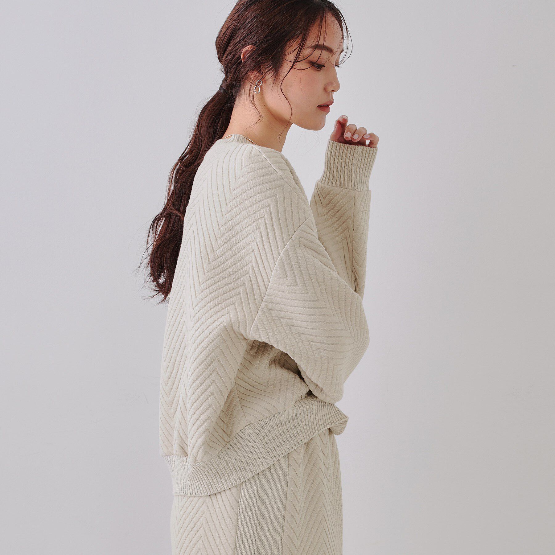 OPAQUE.CLIP「キルトジャカードトップス/セットアップ対応【洗濯機洗い可】」|Tシャツ・カットソー|