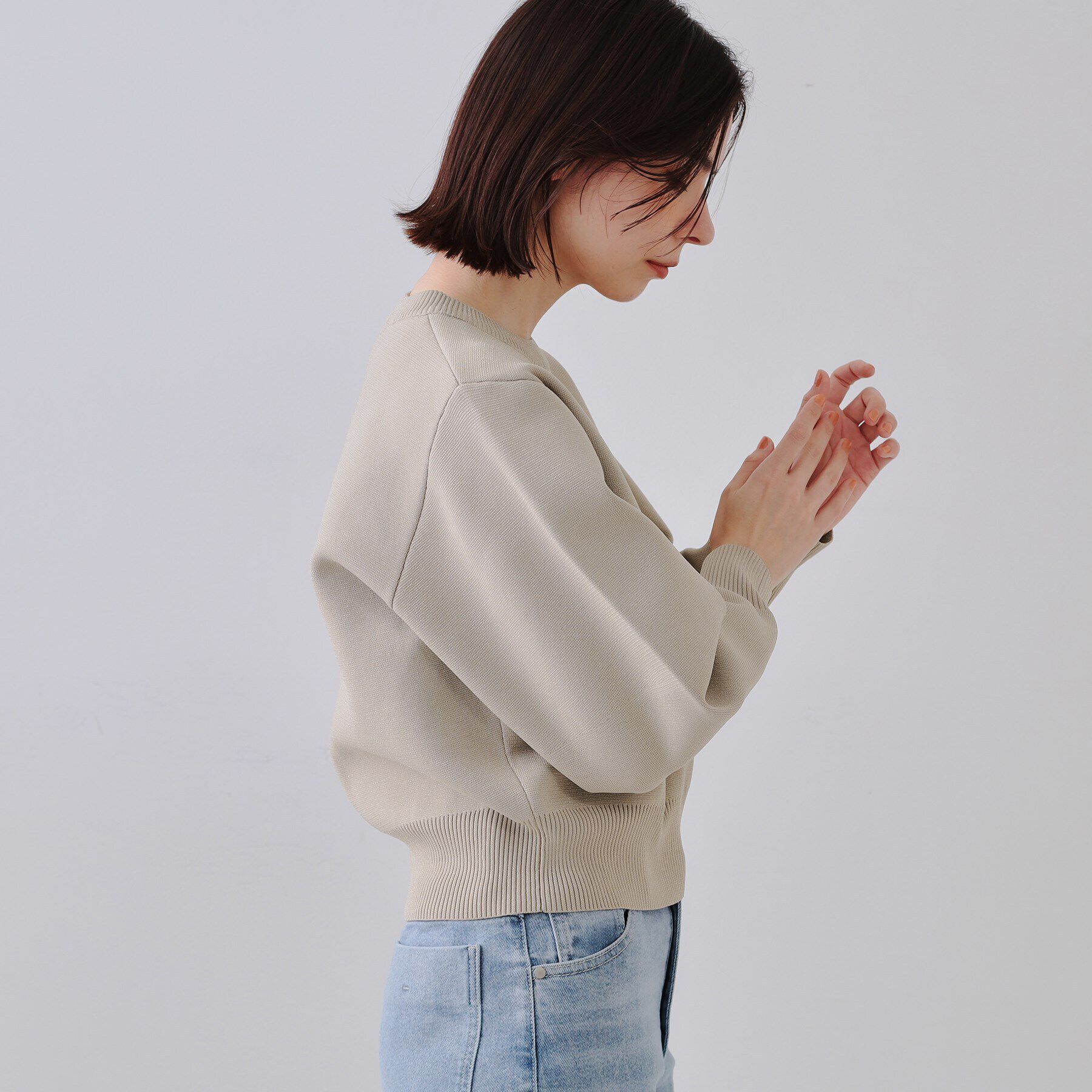 OPAQUE.CLIP「ラメボリュームスリーブニット【洗濯機洗い可】」|ニット・セーター|