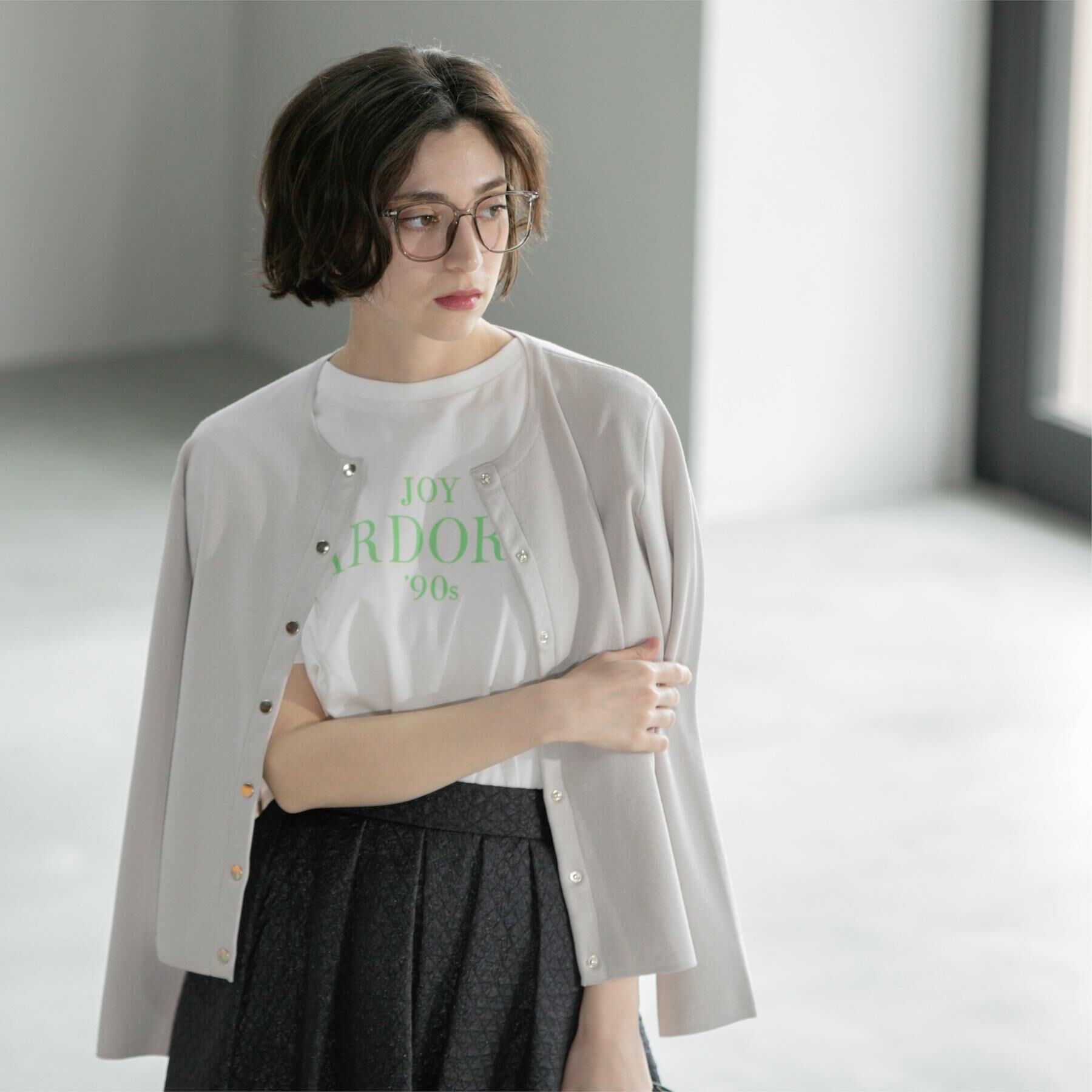 OPAQUE.CLIP「スナップボタンショートニットカーディガン【洗濯機洗い可】」|カーディガン|