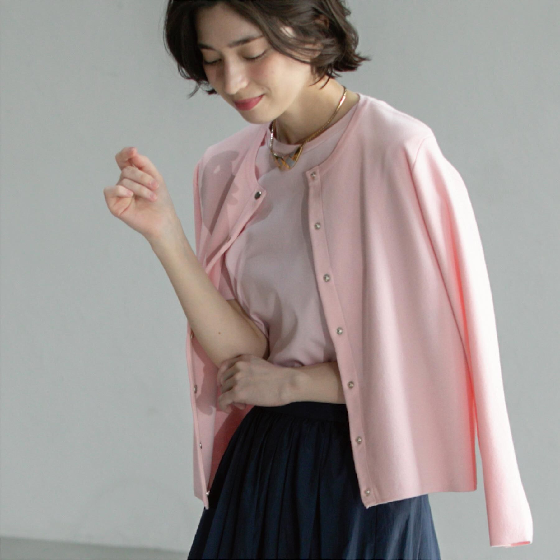 OPAQUE.CLIP「スナップボタンショートニットカーディガン【洗濯機洗い可】」|カーディガン|