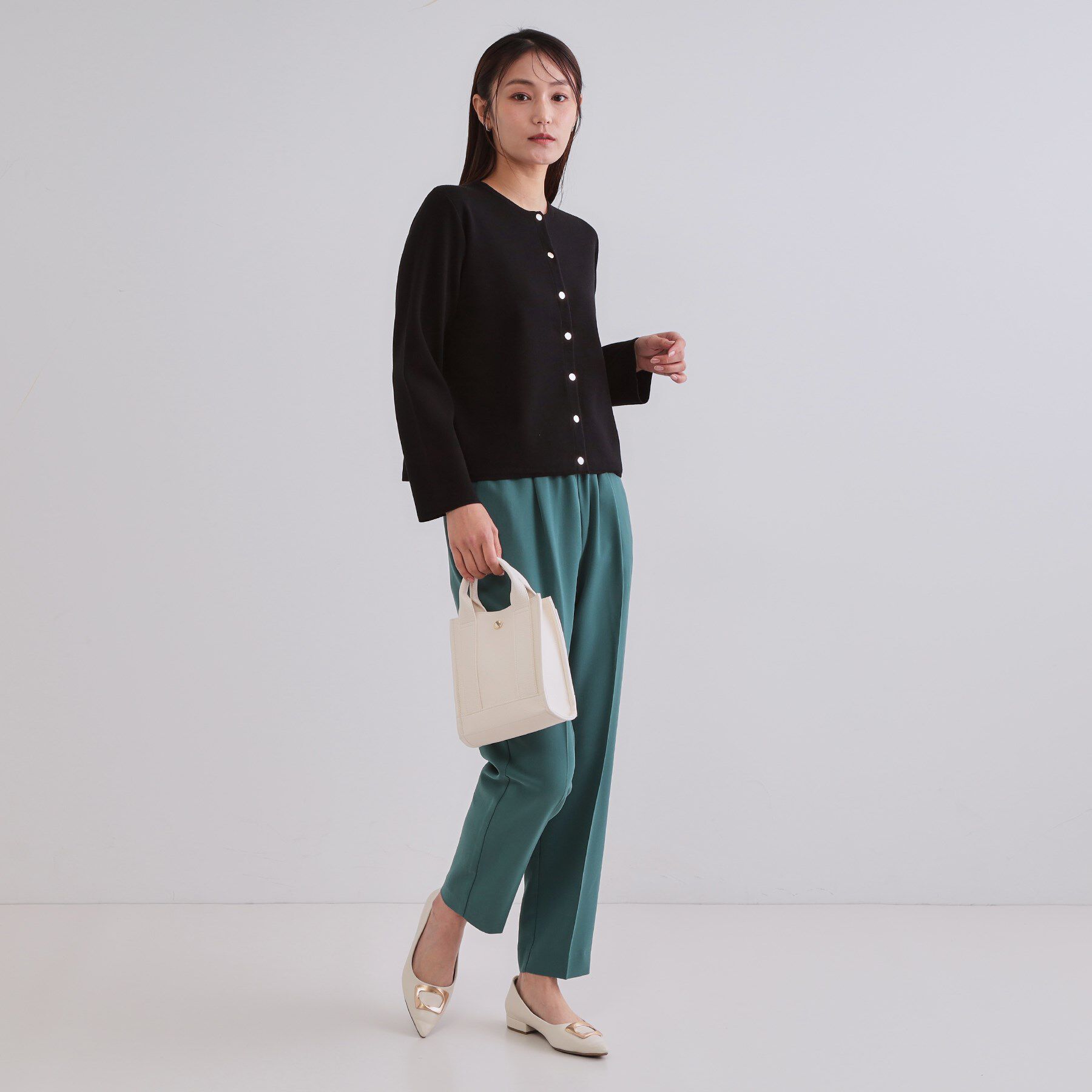 OPAQUE.CLIP「スナップボタンショートニットカーディガン【洗濯機洗い可】」|カーディガン|