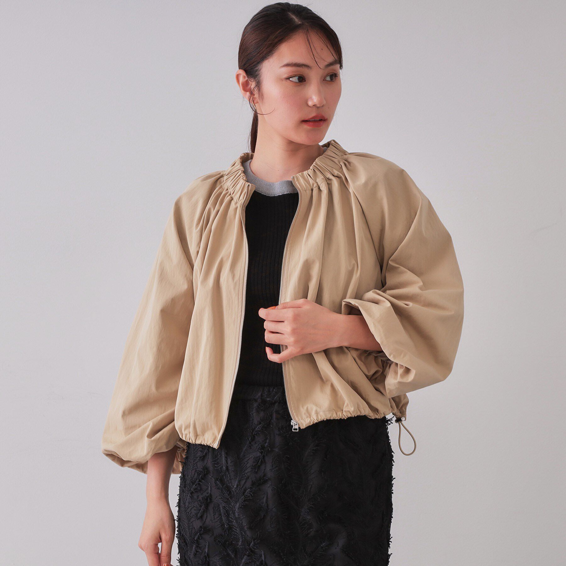 OPAQUE.CLIP「バルーンスリーブZIPブルゾン【洗濯洗い可】」|ブルゾン・スタジャン|