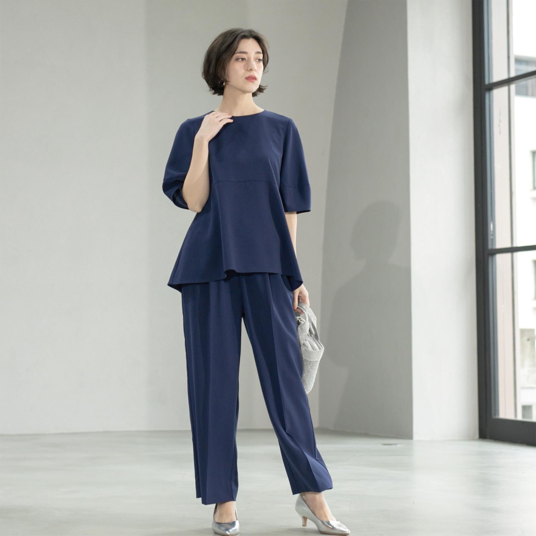 OPAQUE.CLIP「《6色展開》ストレッチペプラムブラウス/セットアップ対応【洗濯機洗い可/防シワ】」|シャツ・ブラウス|