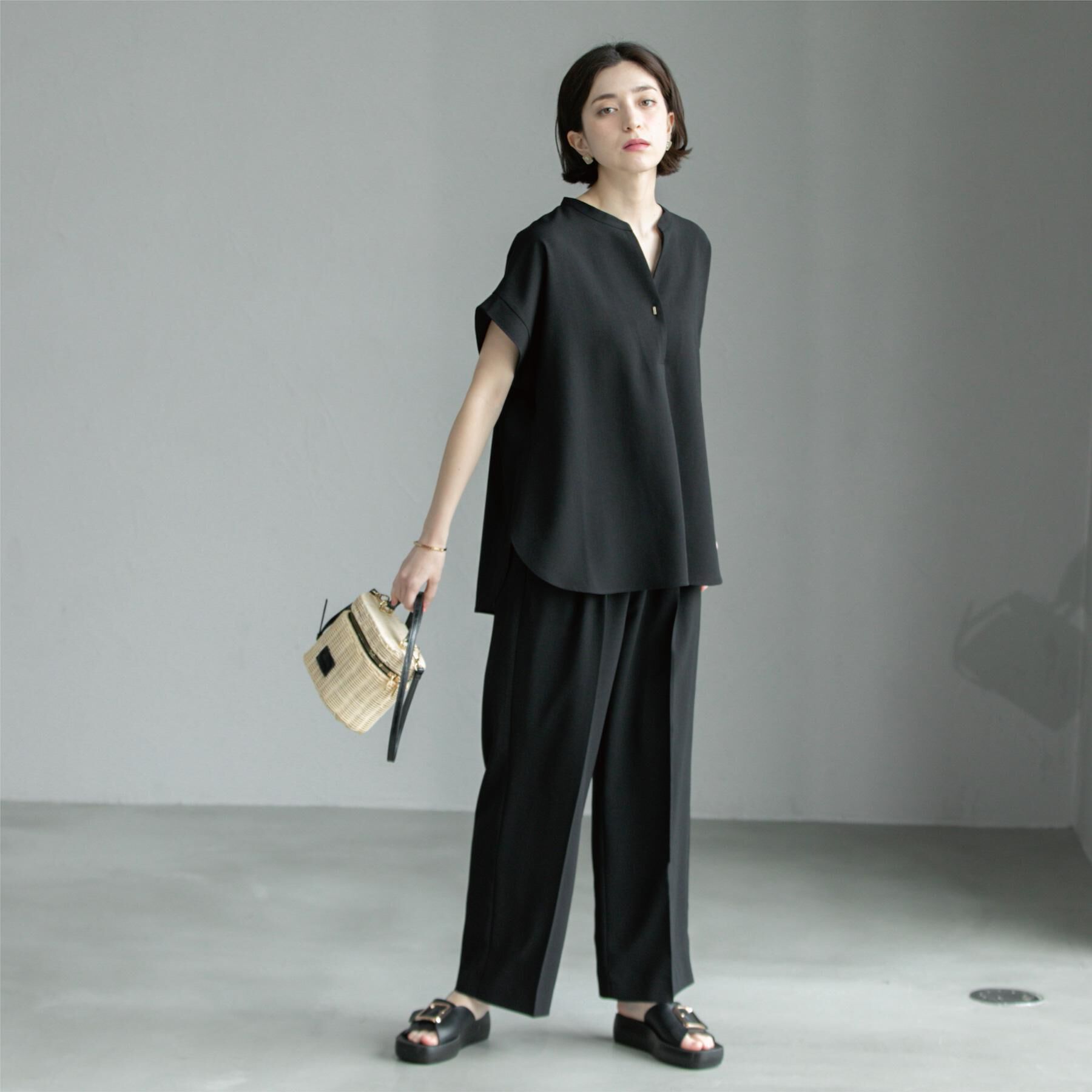 OPAQUE.CLIP「《7色展開/SS-LLサイズ》ストレッチスキッパーブラウス/セットアップ対応【洗濯機洗い可/防シワ】」|シャツ・ブラウス|