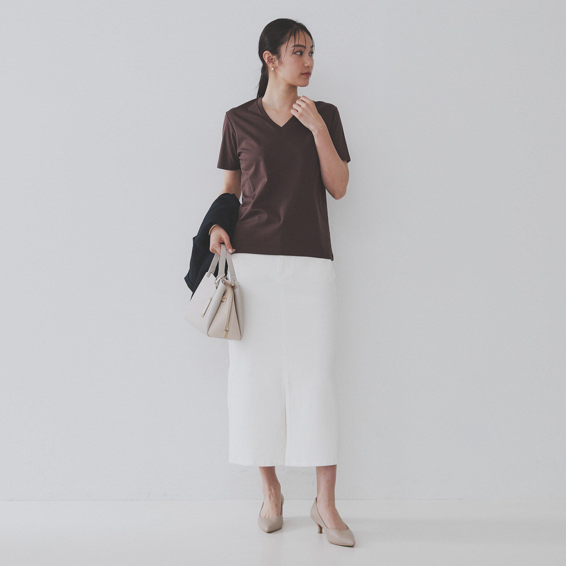 OPAQUE.CLIP「《5色展開/SS-LLサイズ》VネックベーシックTシャツ【接触冷感/洗濯機洗い可】」|Tシャツ・カットソー|