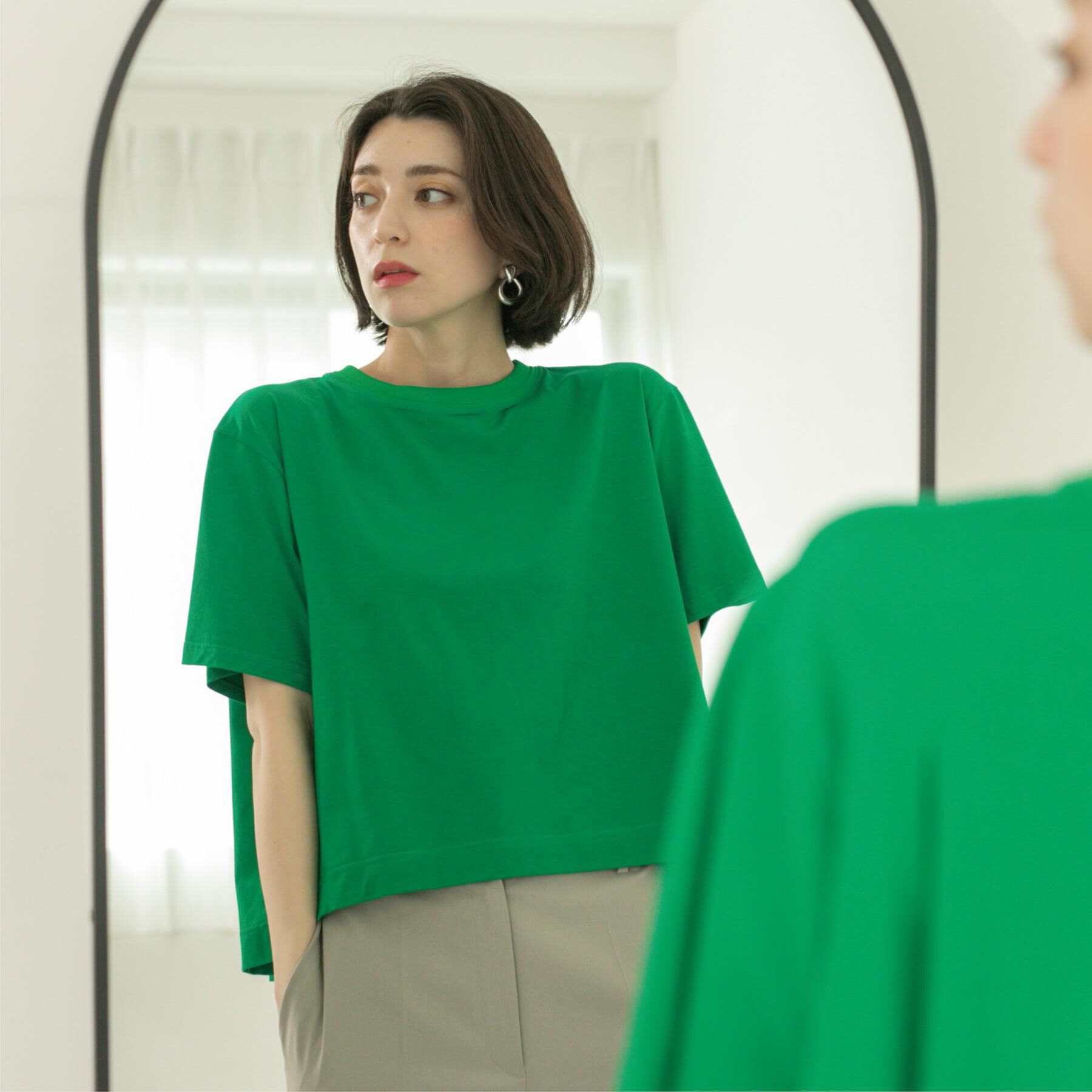 OPAQUE.CLIP「バックフレアショートTシャツ【洗濯機洗い可】」|Tシャツ・カットソー|