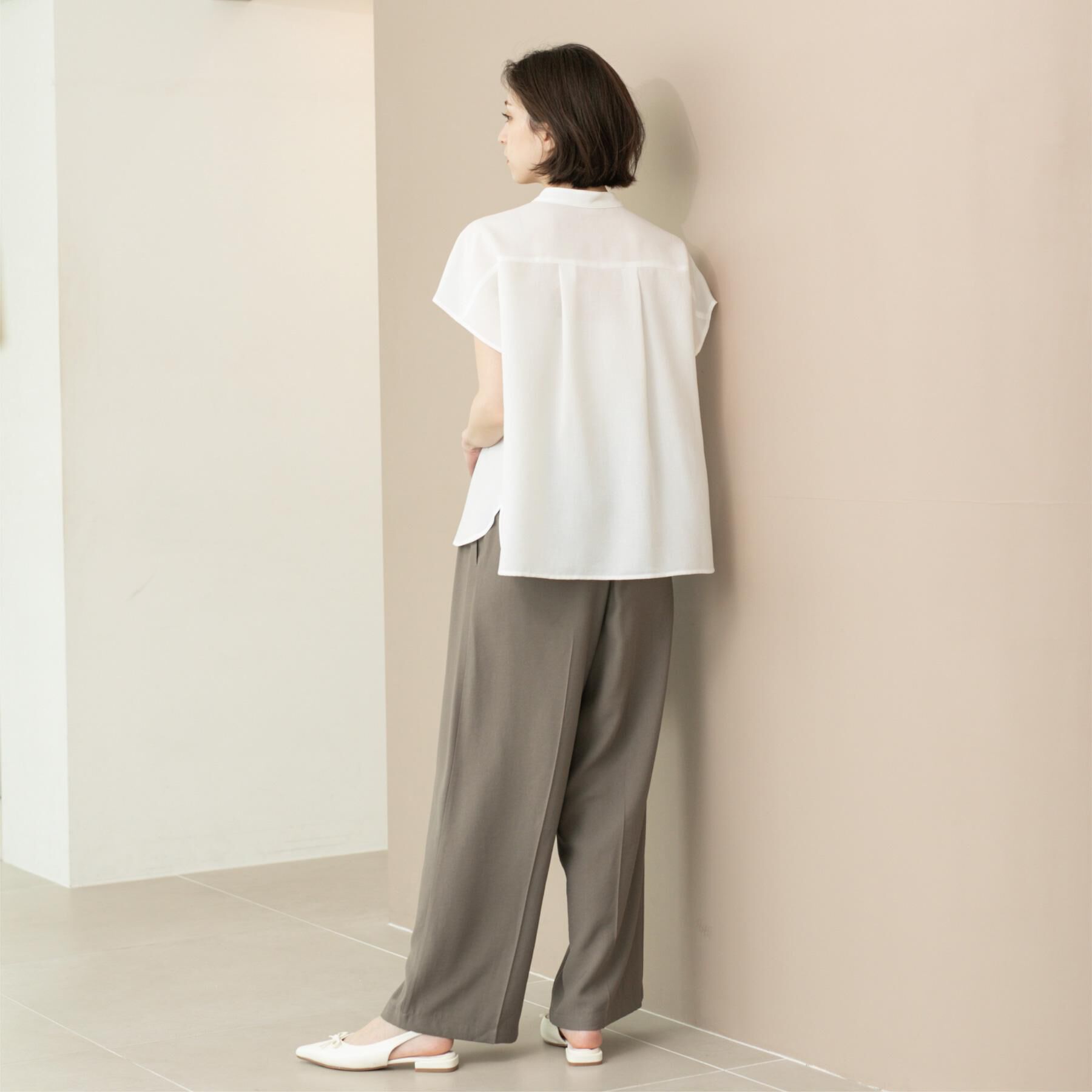 OPAQUE.CLIP「リネンライクフロントフリルブラウス【洗濯機洗い可/吸水速乾/接触冷感】」|シャツ・ブラウス|