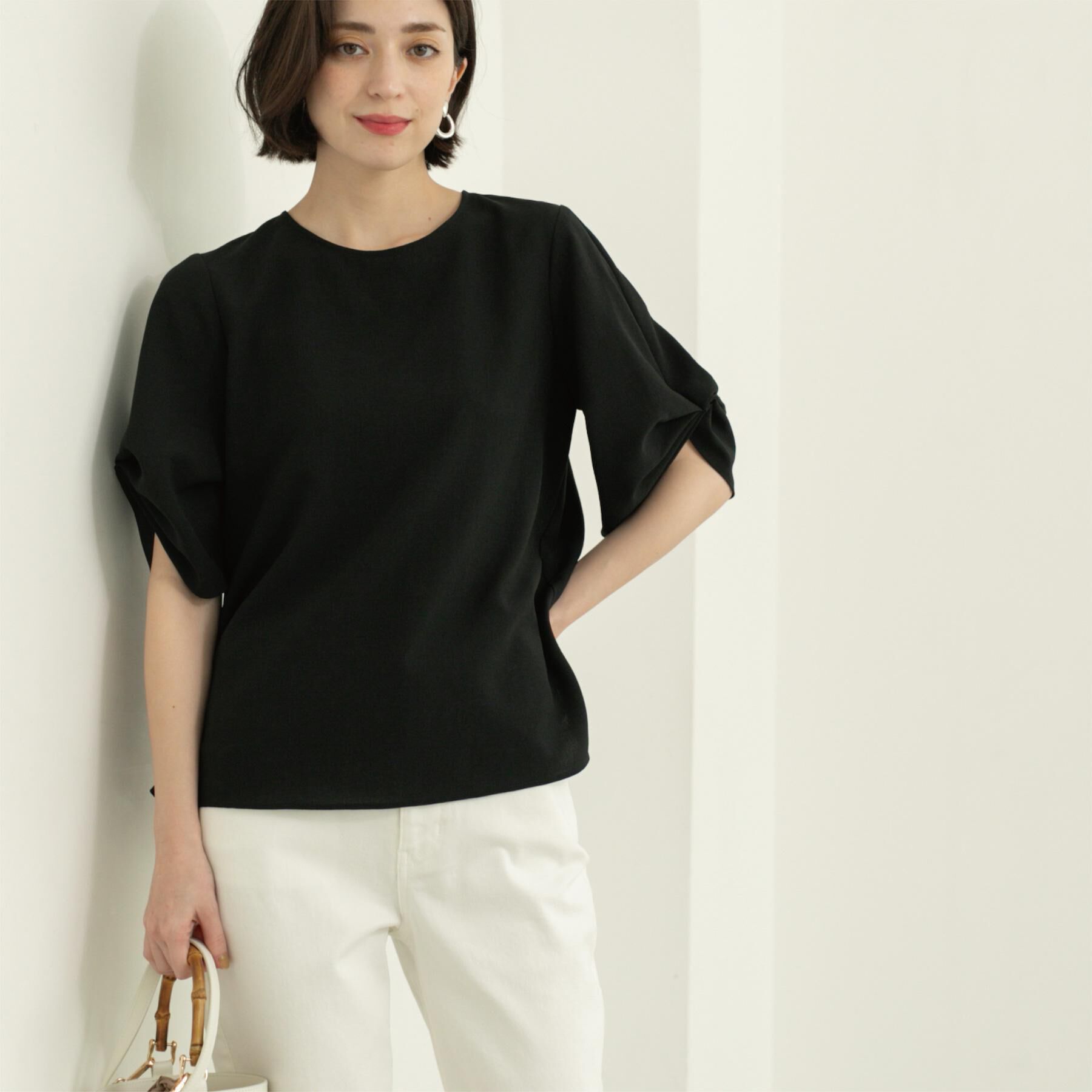 OPAQUE.CLIP「リネンライクタックスリーブブラウス【洗濯機洗い可/吸水速乾/接触冷感】」|シャツ・ブラウス|