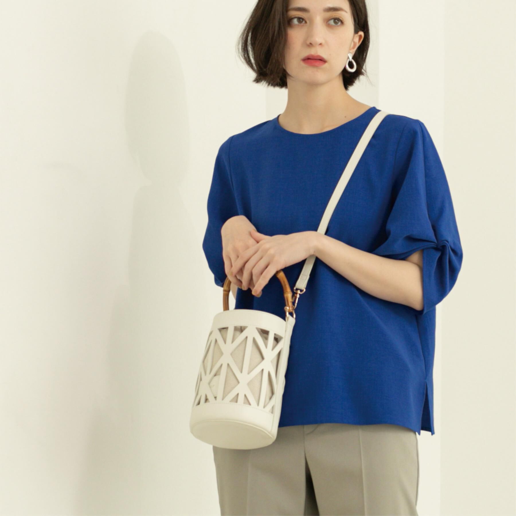 OPAQUE.CLIP「リネンライクタックスリーブブラウス【洗濯機洗い可/吸水速乾/接触冷感】」|シャツ・ブラウス|