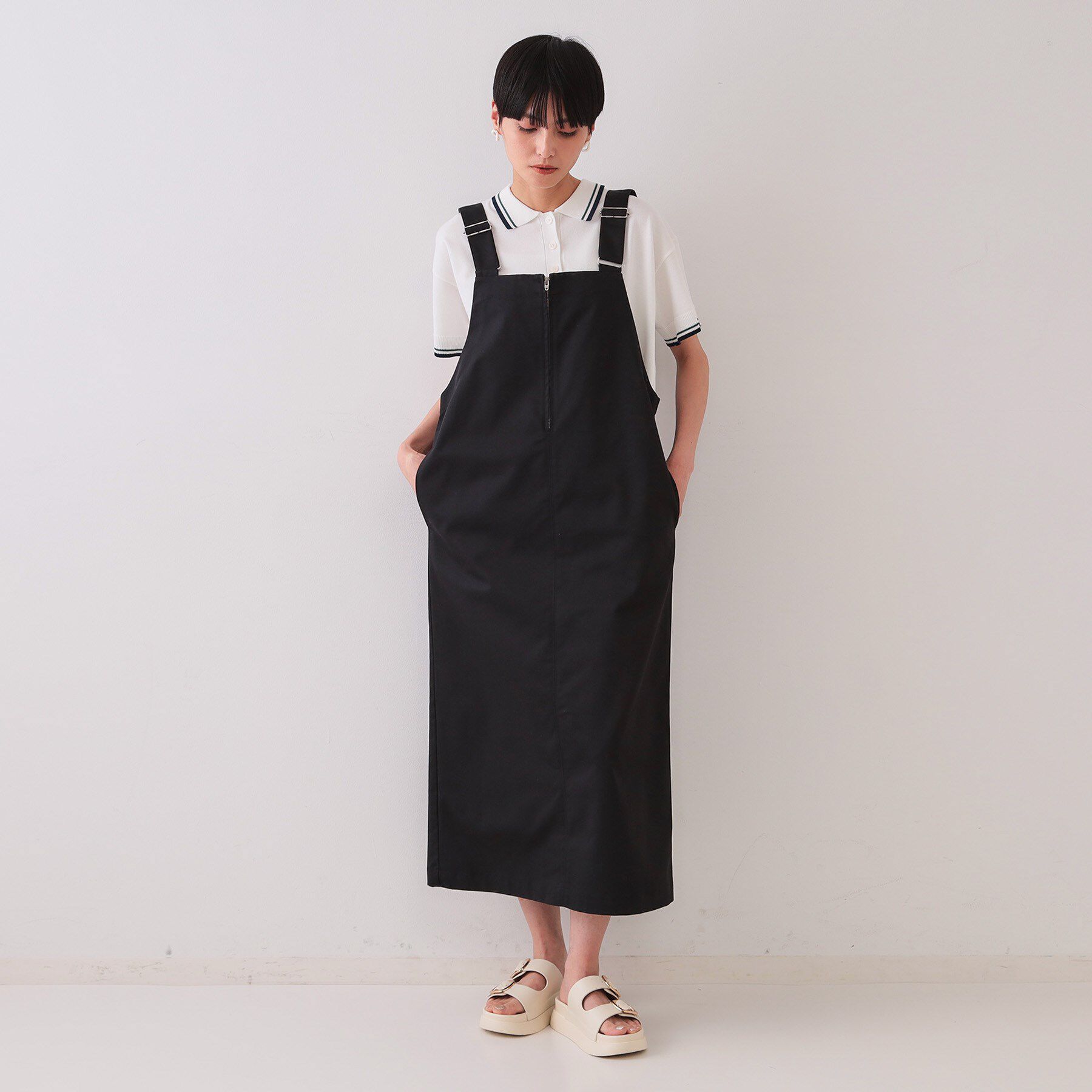 OPAQUE.CLIP「ロゴ刺繍ポロニット【洗濯機洗い可／抗ピル】」|ニット・セーター|